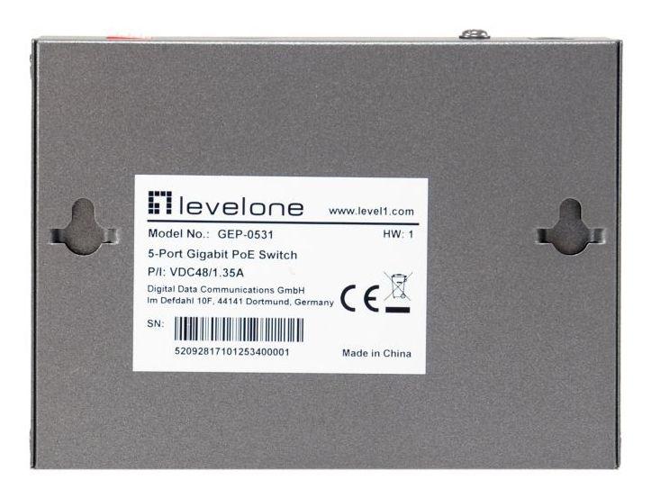 Switch de Rede LEVEL ONE GEP-0531 (Gigabit Ethernet - 0,125 MB - 10 Gbit/s - Cinzento) — miniatura 2