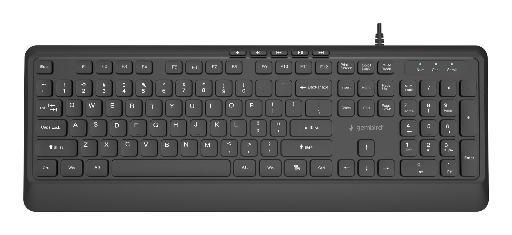 Teclado GEMBIRD KB-MCH-05 (Internacional - Membrana - Completo - Preto)