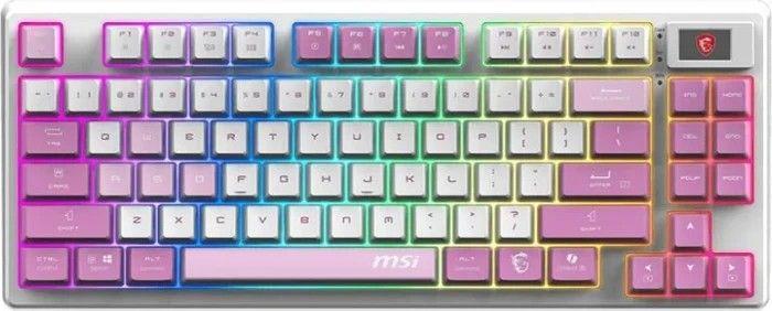 Teclado MSI FORGE GK600 TKL (FR - Mecânico - TKL - Branco e Violeta)