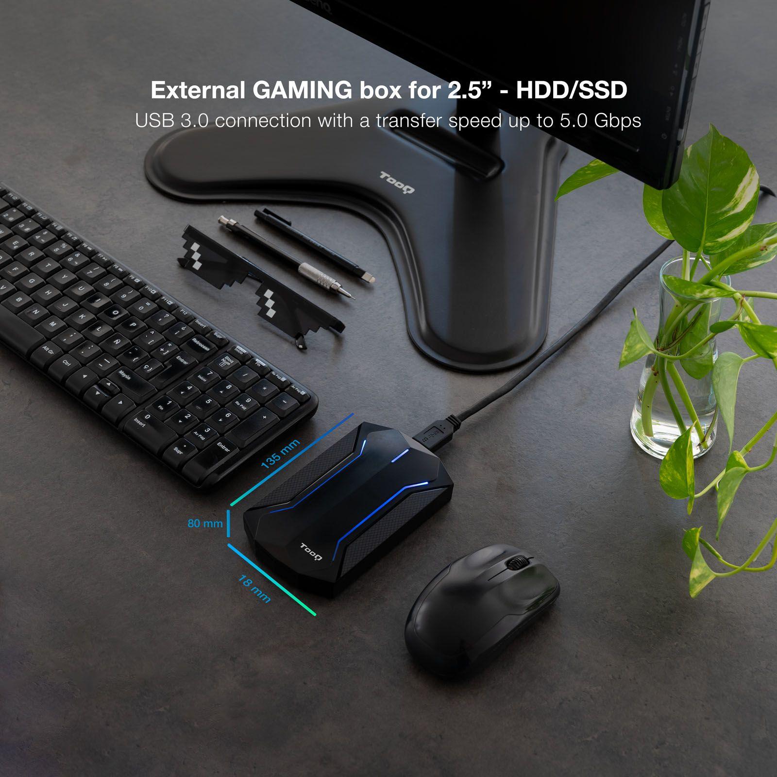 Caixa Externa Gaming TOOQ TQE-2599RGB (2 TB - 2,5" - Preto) — miniatura 3