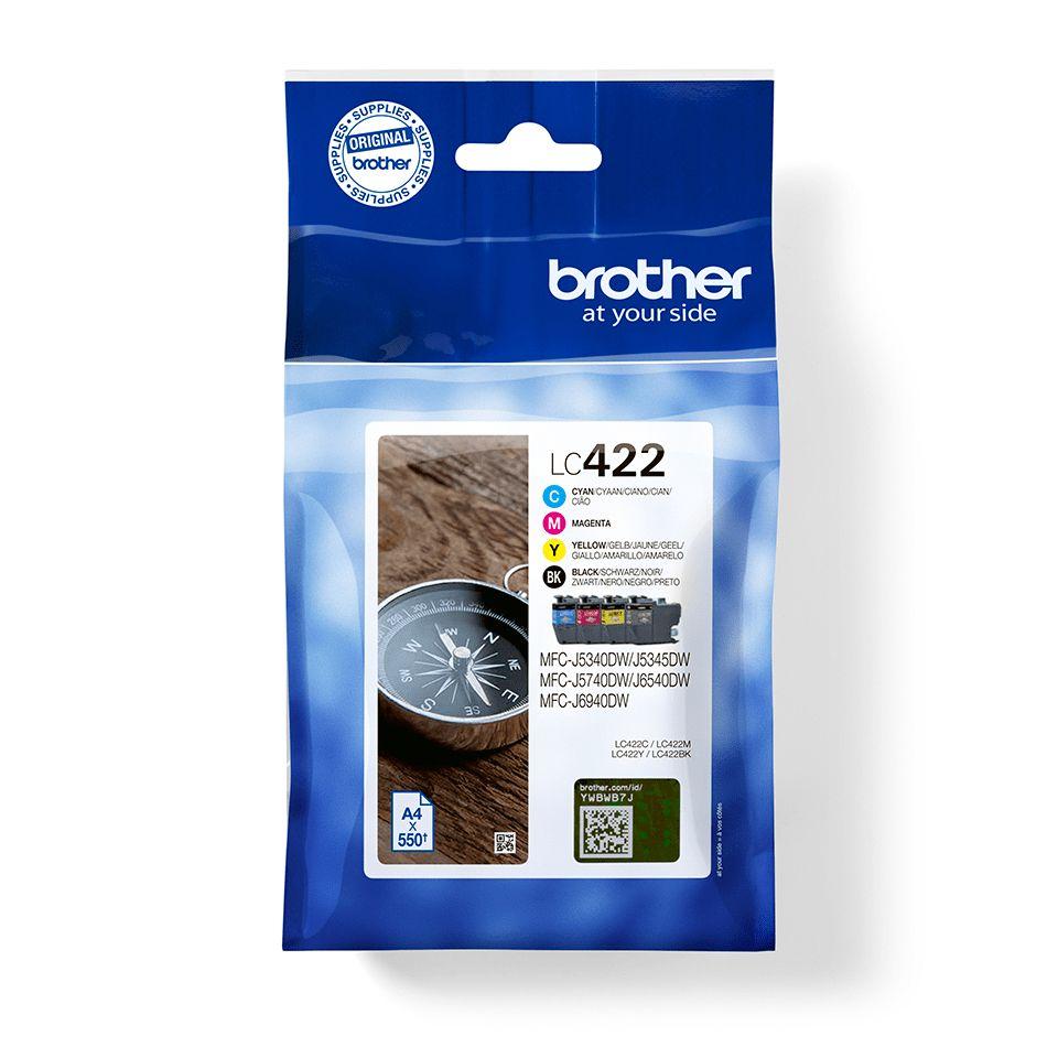 Pack de Tinteiros BROTHER LC422VAL (550 páginas - Preto, Ciano, Magenta e Amarelo)