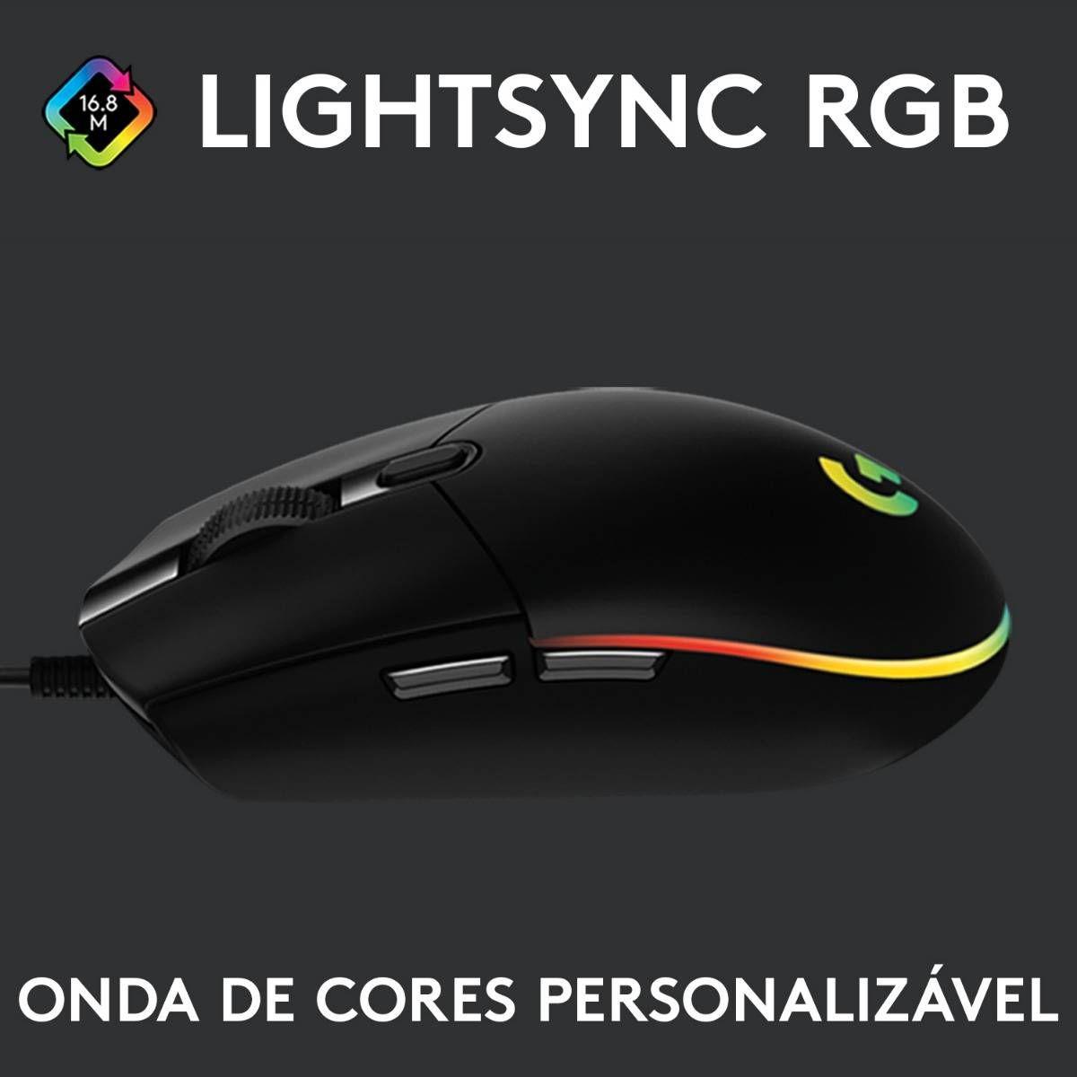 Rato LOGITECH G203 LIGHTSYNC (Mão direita - 8000 DPI - Ótico - Preto) — miniatura 4
