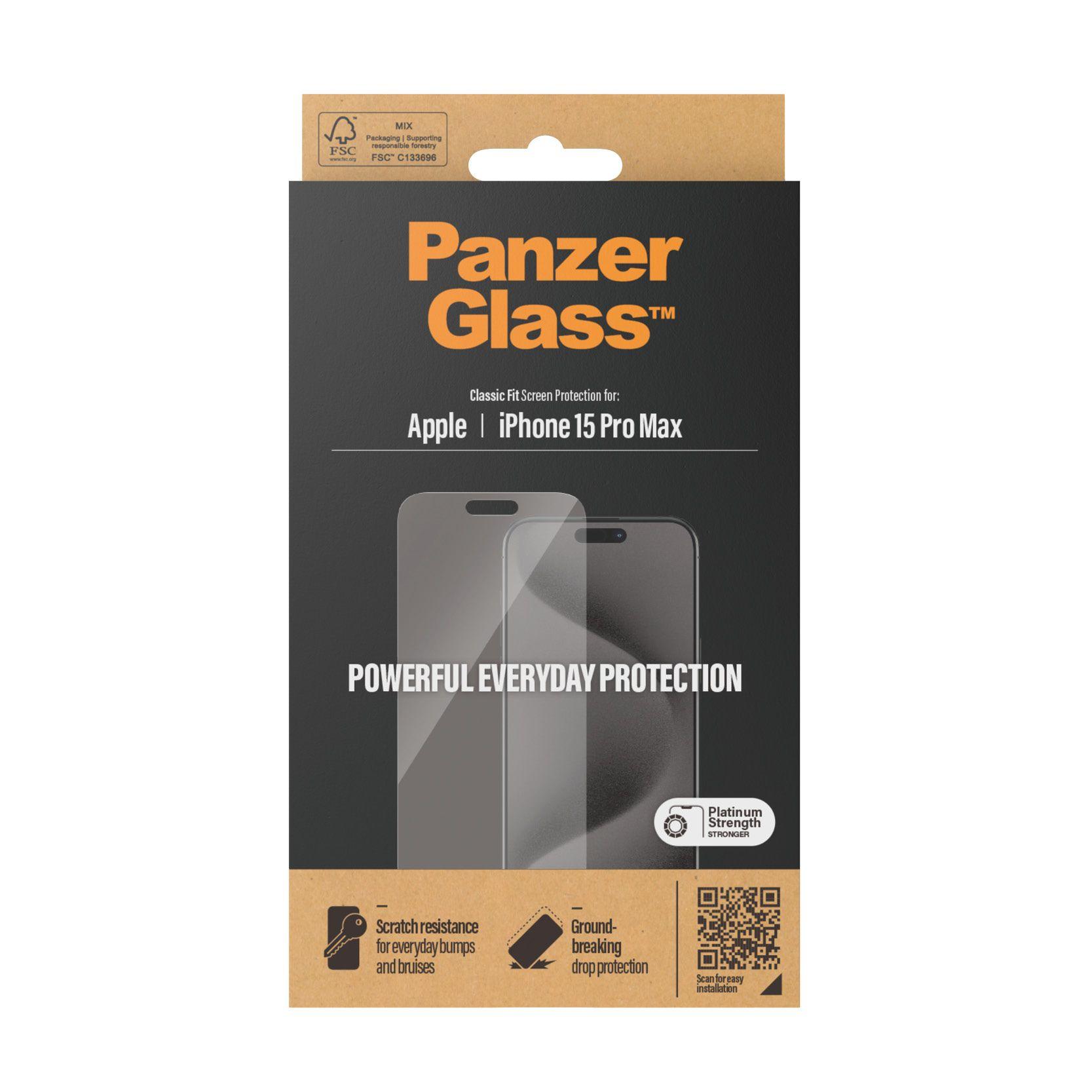 Película de Proteção de Ecrã PANZERGLASS Classic Fit para iPhone 15 Pro Max (Apple iPhone 15 Pro Max - Apple - Transparente) — miniatura 3