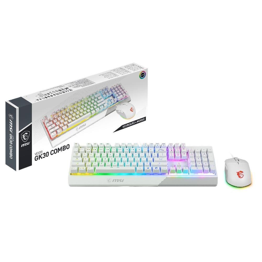 Conjunto de Teclado e Rato Gaming MSI Vigor GK30 Combo (Italiano - Interruptor de chave mecânico - Tamanho completo - Branco)