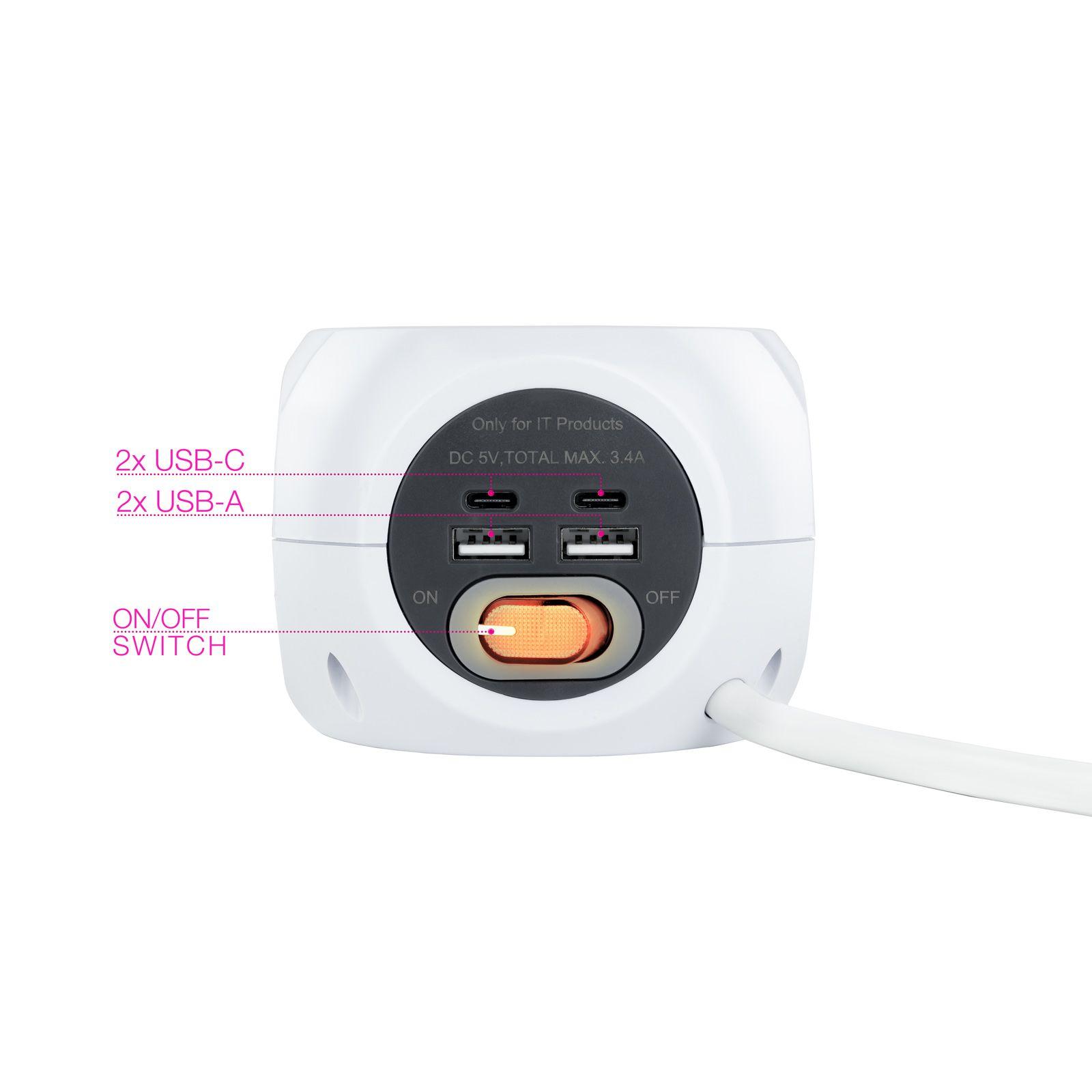 Bloco de Tomadas NANOCABLE 10.37.0001 (3680 W - Branco) — miniatura 3