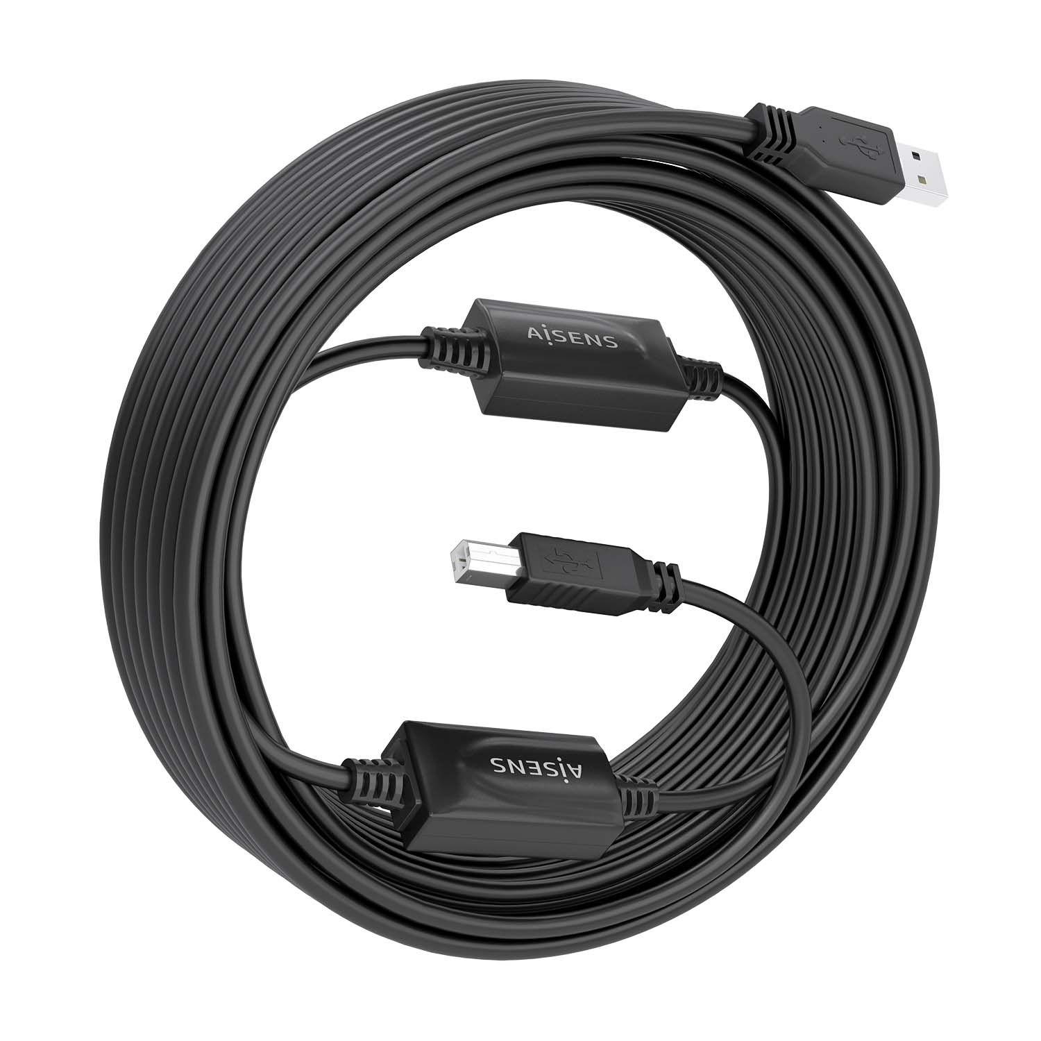 Cabo USB com Amplificador AISENS A101-0906 (15 m - USB B - USB A - Preto), miniatura 2