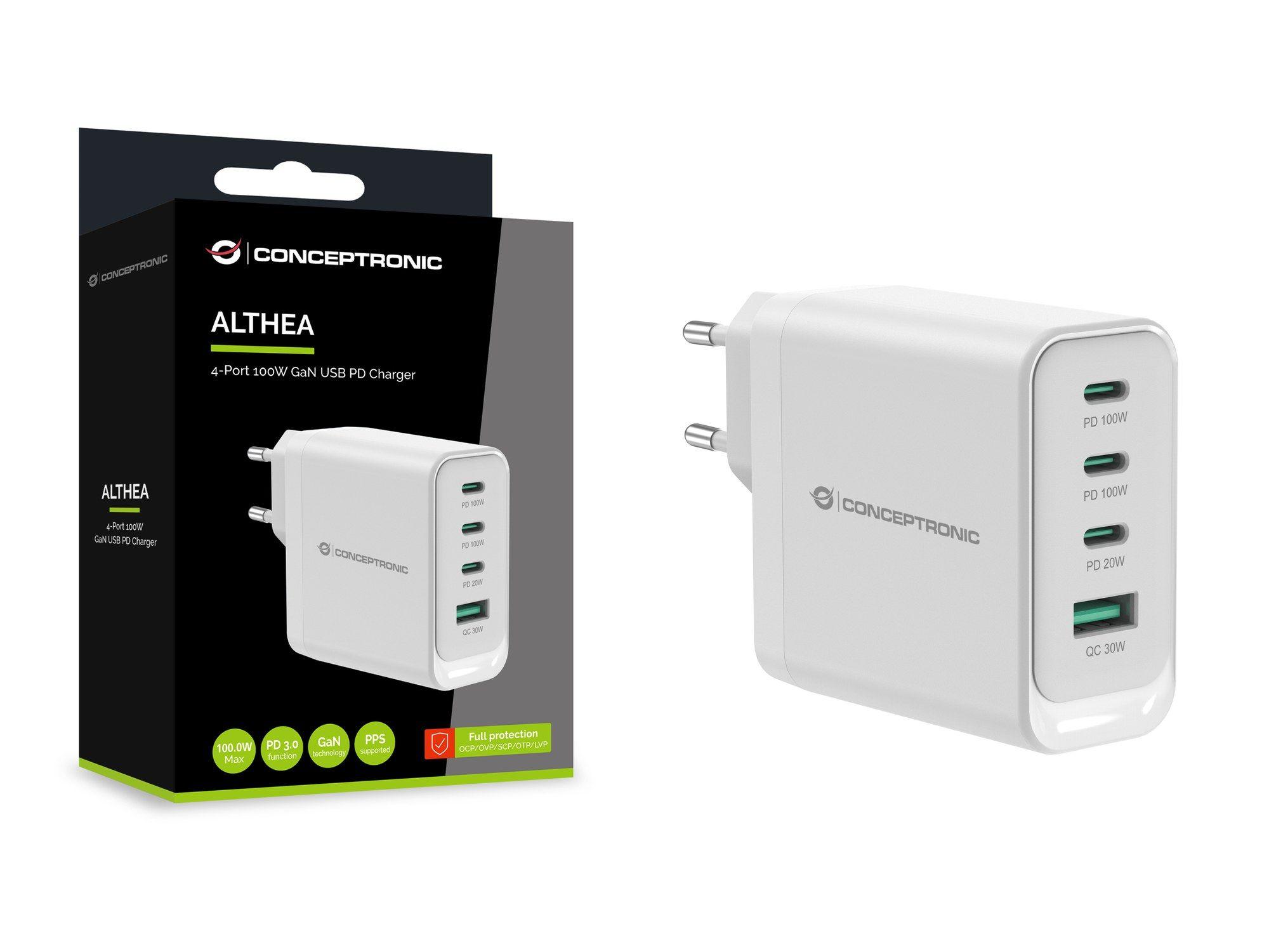 Carregador de Parede CONCEPTRONIC ALTHEA22W100 (100 W - Sim, versão 3.0 - Branco) — miniatura 4