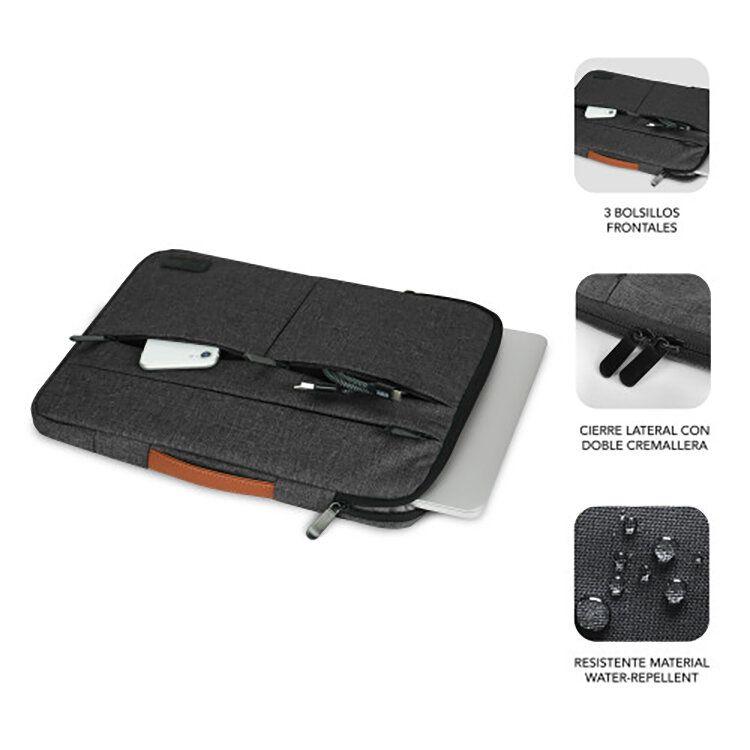 Bolsa para Portátil SUBBLIM Air Padding 360 Sleeve (Poliéster - 39,6 cm - Altura 29,5 cm - Cinzento-escuro) — miniatura 3
