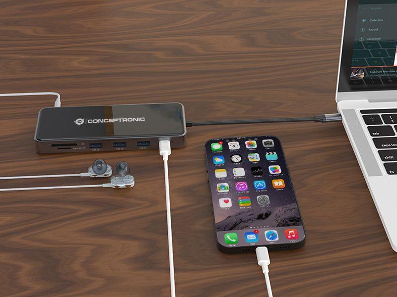 Dock USB-C CONCEPTRONIC DONN15G (0,25 m - Cinzento) — miniatura 6