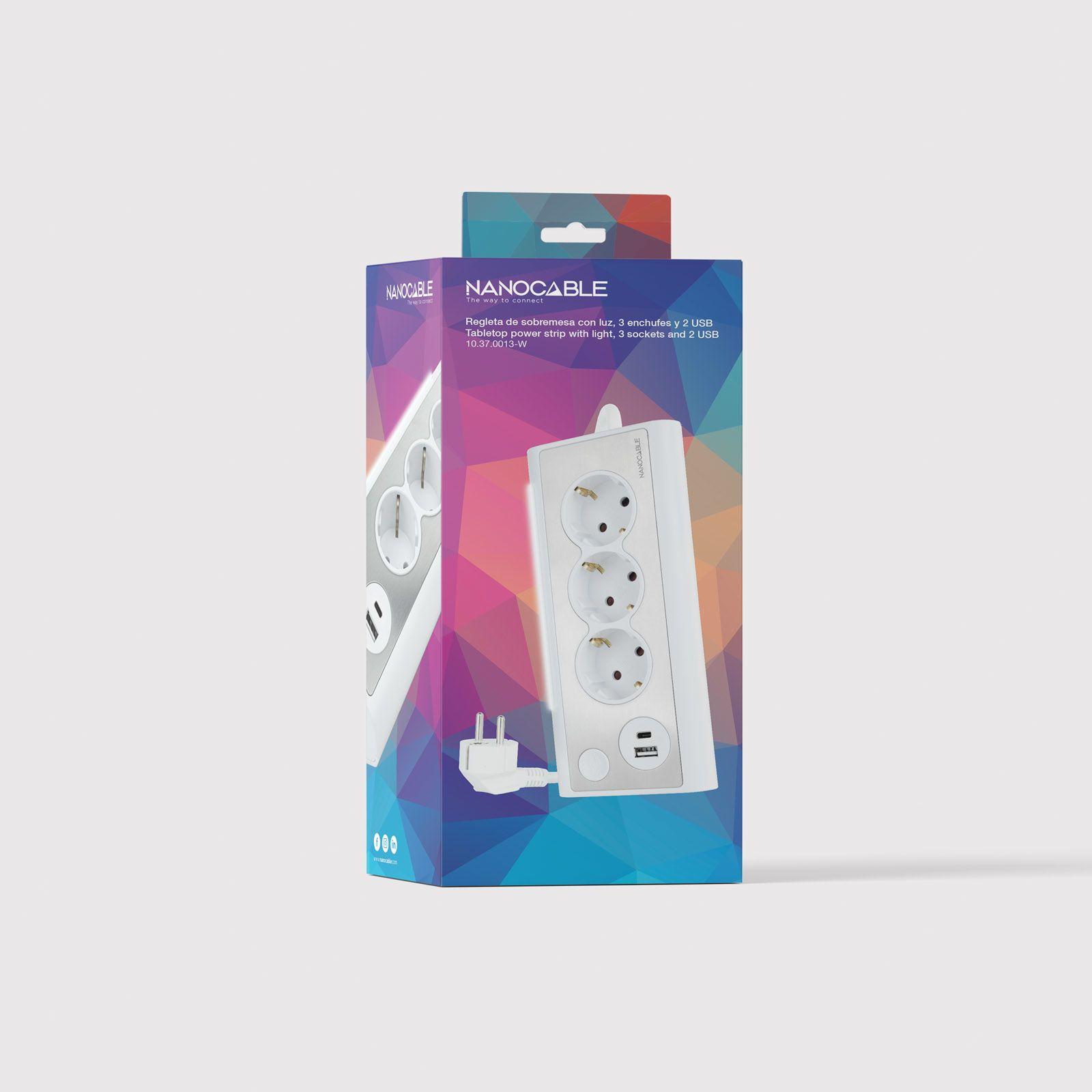 Bloco de Tomadas de Secretária NANOCABLE 10.37.0013-W (Branco) — miniatura 4