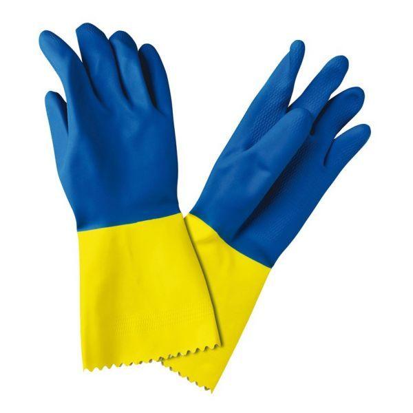 Luvas de Látex Reforçadas ZAP (Tamanho 6-6 1/2 - Flocadas - Azul/Amarelo), miniatura 2