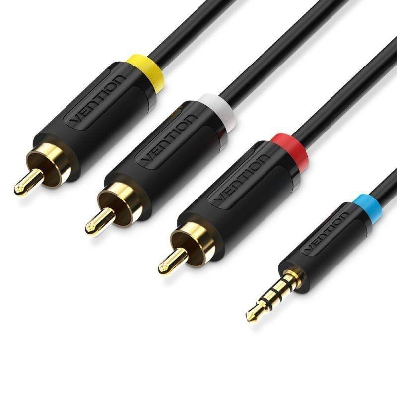 Cabo de Áudio Estéreo VENTION BCCBG (Jack 2,5 mm para 3 RCA - 1,5 m - Preto)