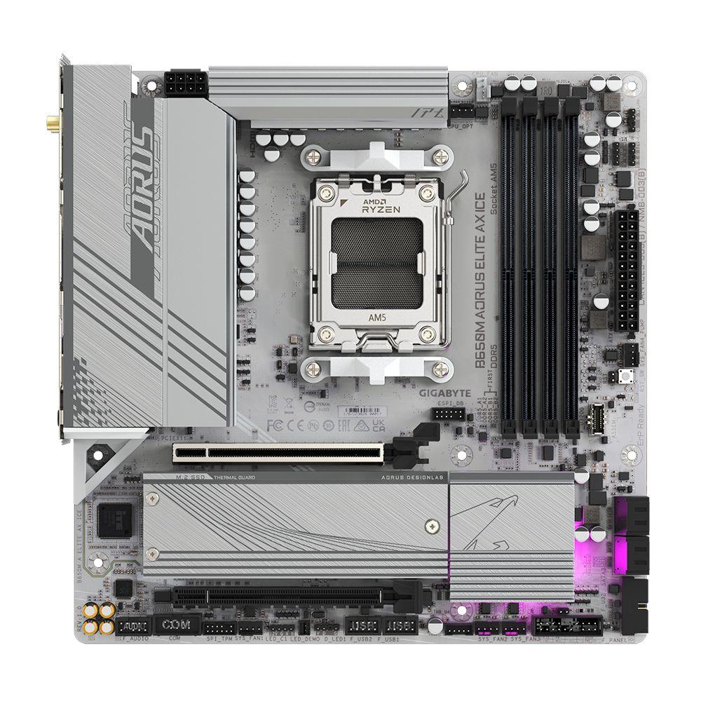 Motherboard GIGABYTE B650M AORUS ELITE AX ICE (AM5 - micro ATX - Duplo canal - Branco), miniatura 2