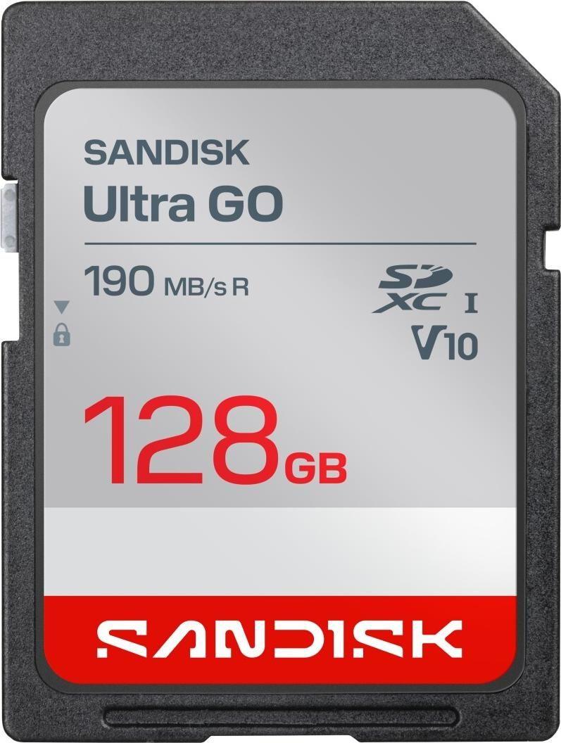 Cartão de Memória SANDISK Ultra Go SDSDUGN-128G-GN6IN (128GB - Até 190 MB/s - Preto)