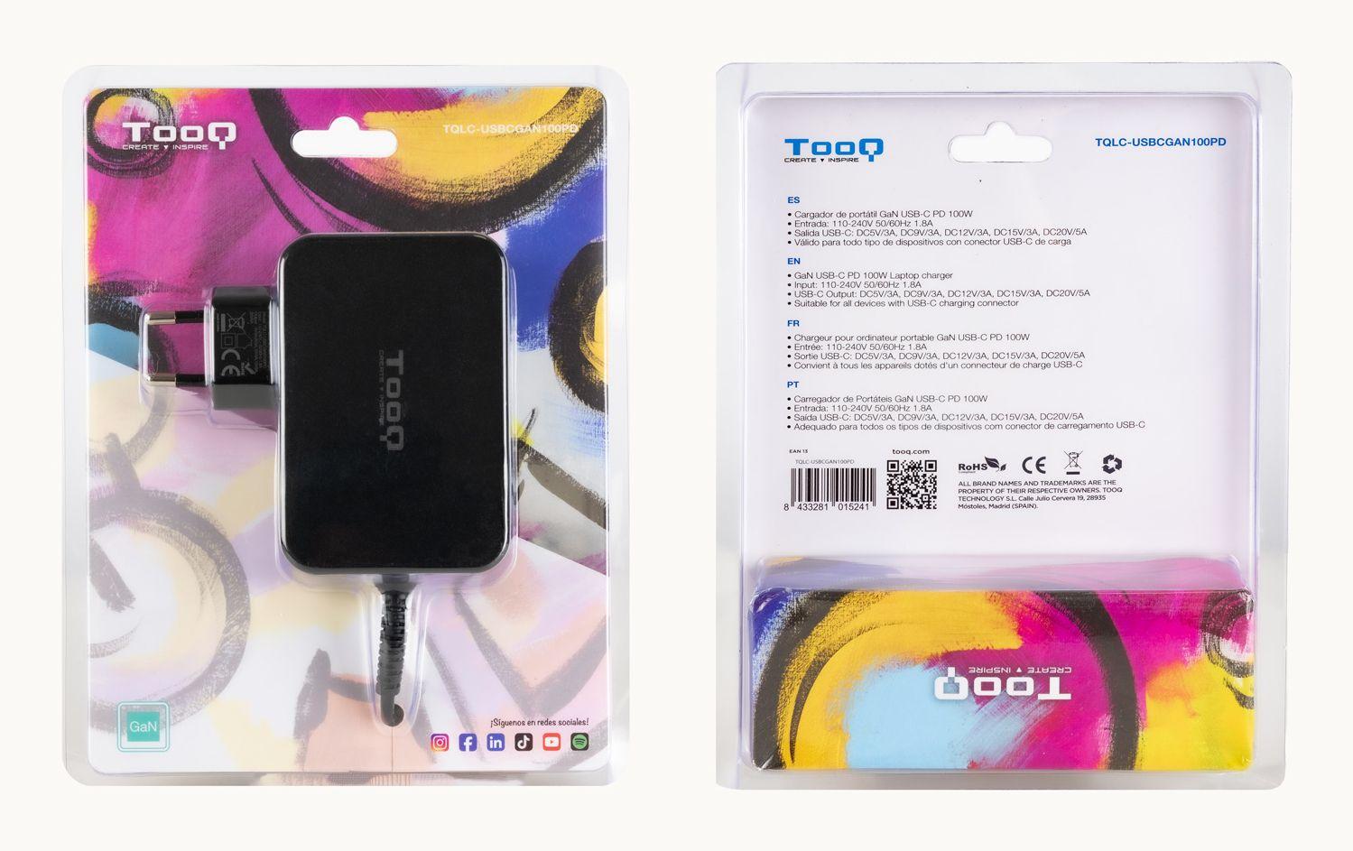 Carregador de Portátil TOOQ TQLC-USBCGAN100PD (100 W - 1.8 A - 3 A - Preto) — miniatura 4