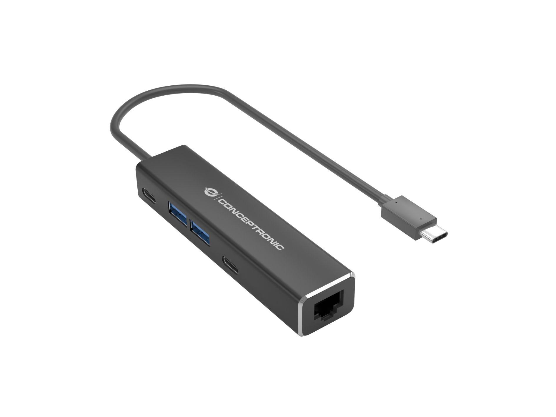 Hub USB-C CONCEPTRONIC ABBY14B (0,23 m - Cinzento)