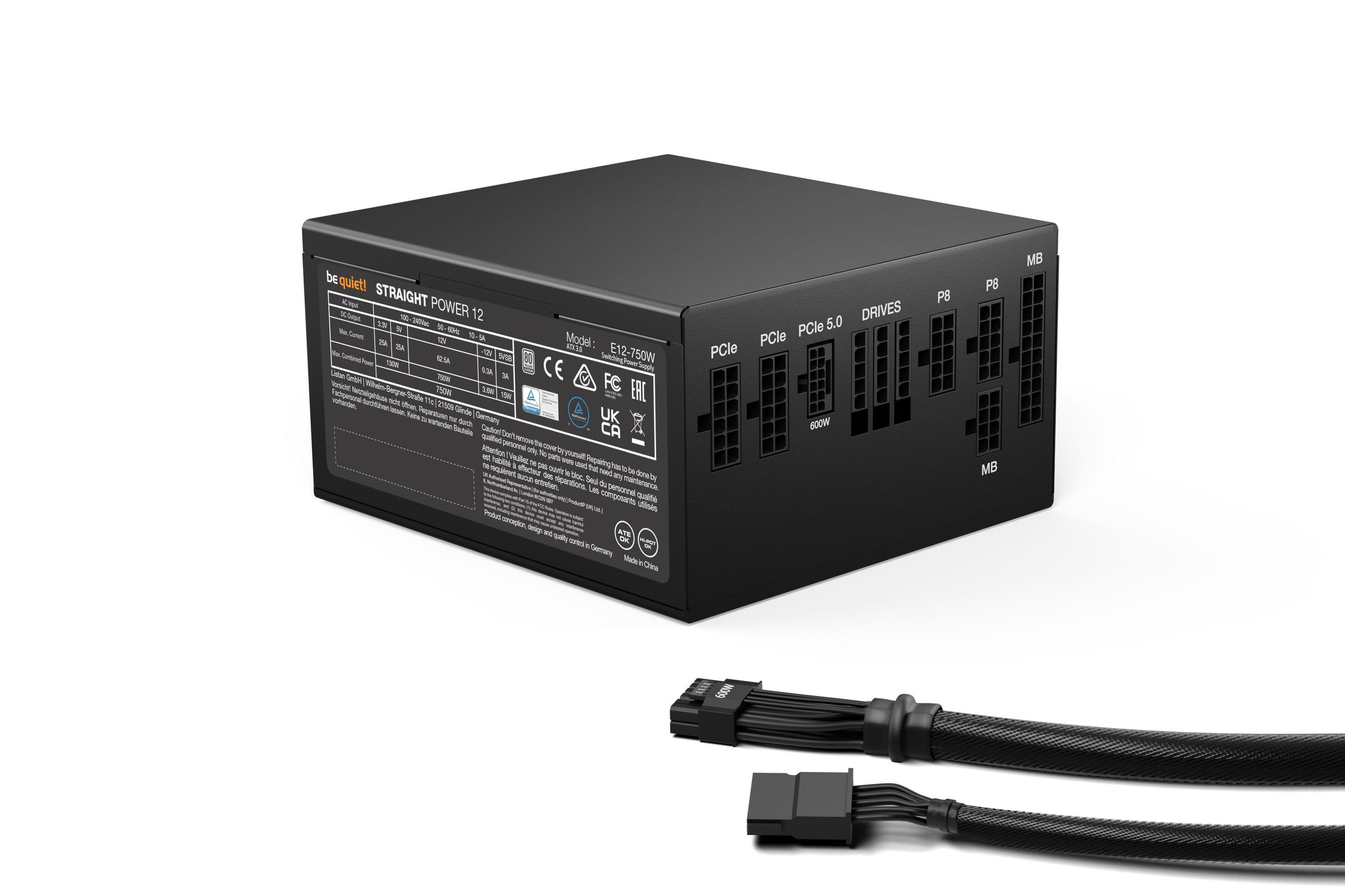 Fonte de Alimentação BE QUIET! Straight Power 12 BN336 (ATX, micro ATX, Mini-ATX - ATX - 750 W - Preto), miniatura 2