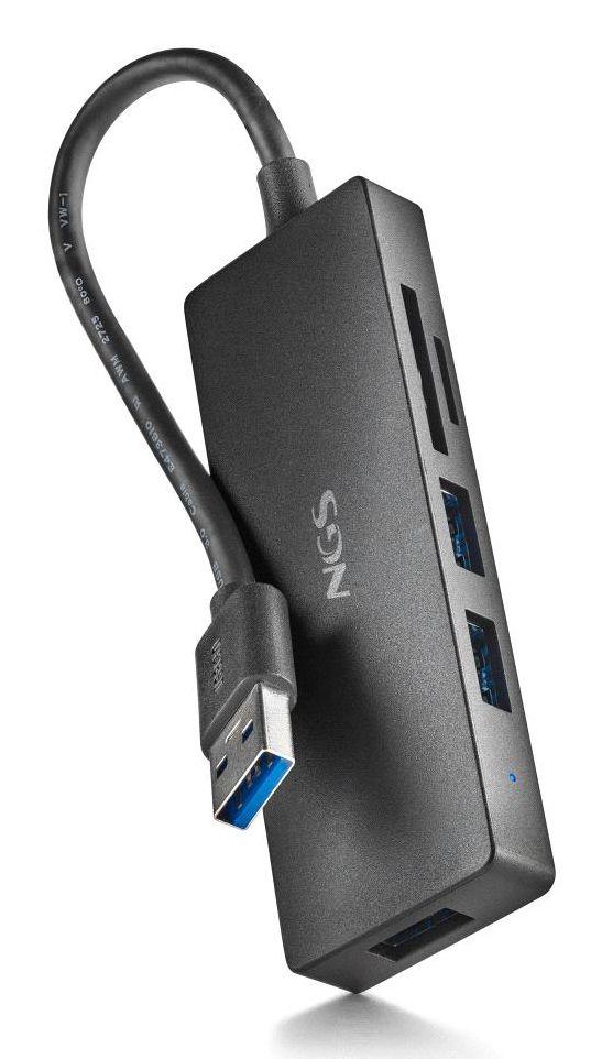 Hub USB NGS IHUB Reader (0,19 m - USB 3.2 Gen 1 Type-A - Preto)