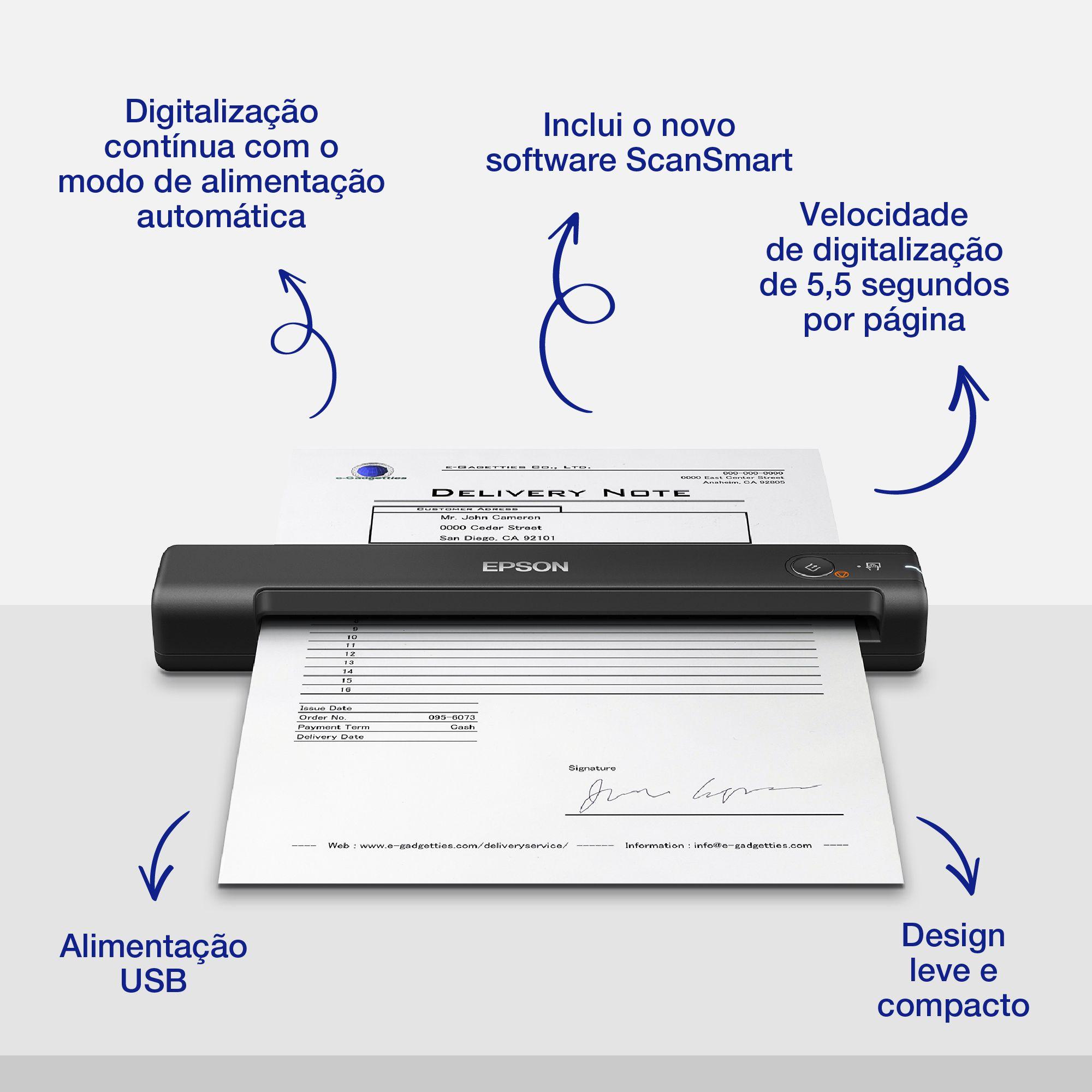 Scanner Portátil EPSON WorkForce ES-50 (Hi-Speed USB 2.0 - USB - Preto) — miniatura 2