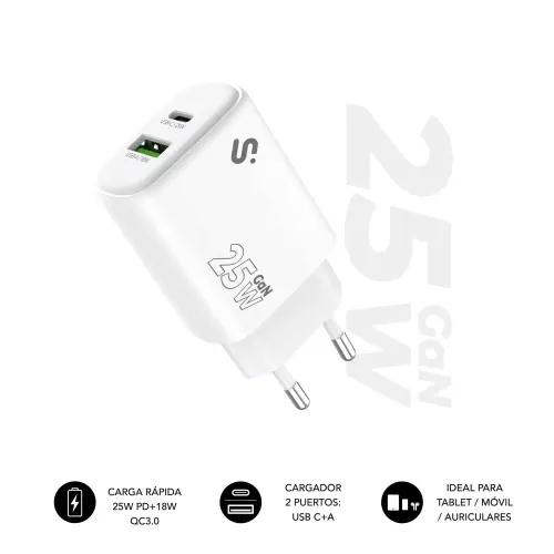 Carregador de Parede GaN SUBBLIM SUBCHG-6G2510 (25 W - Branco)