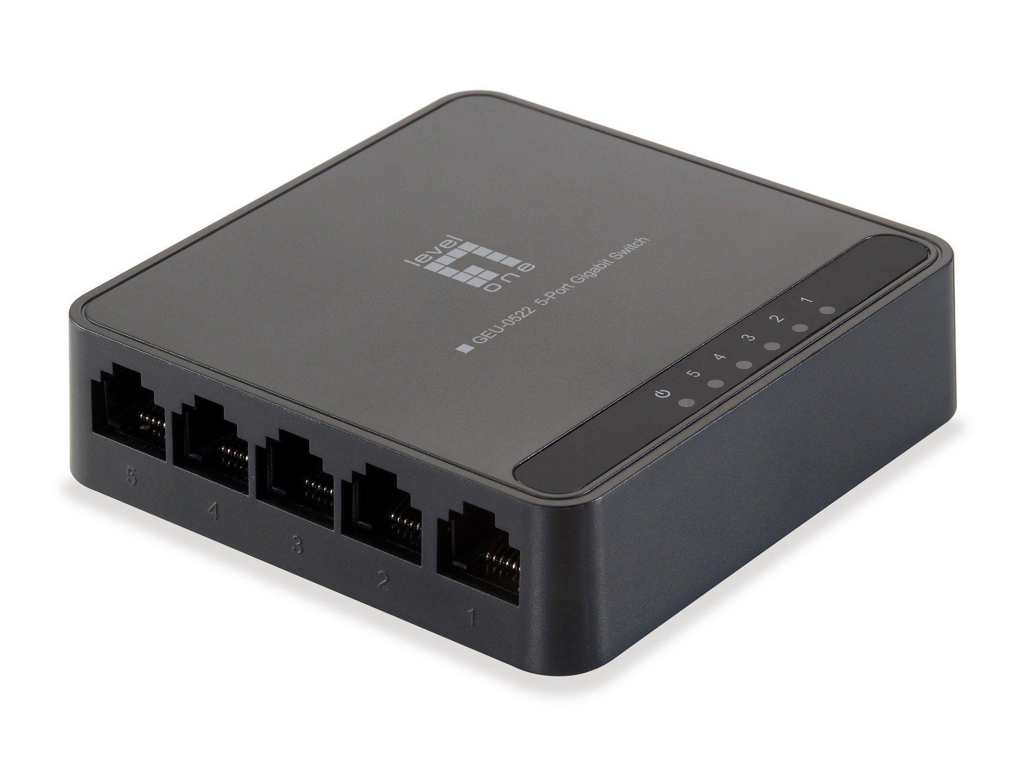 Switch Não Gerido LEVEL ONE GEU-0522 (Gigabit Ethernet - 64 KB - 10 Gbit/s - Preto)