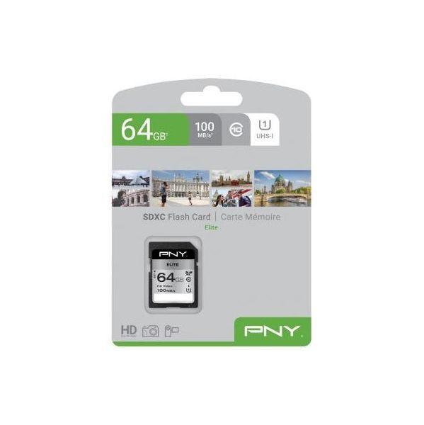 Cartão de Memória SDXC PNY Elite P-SD64GU1100EL-GE (64GB - Classe 10 - Preto)