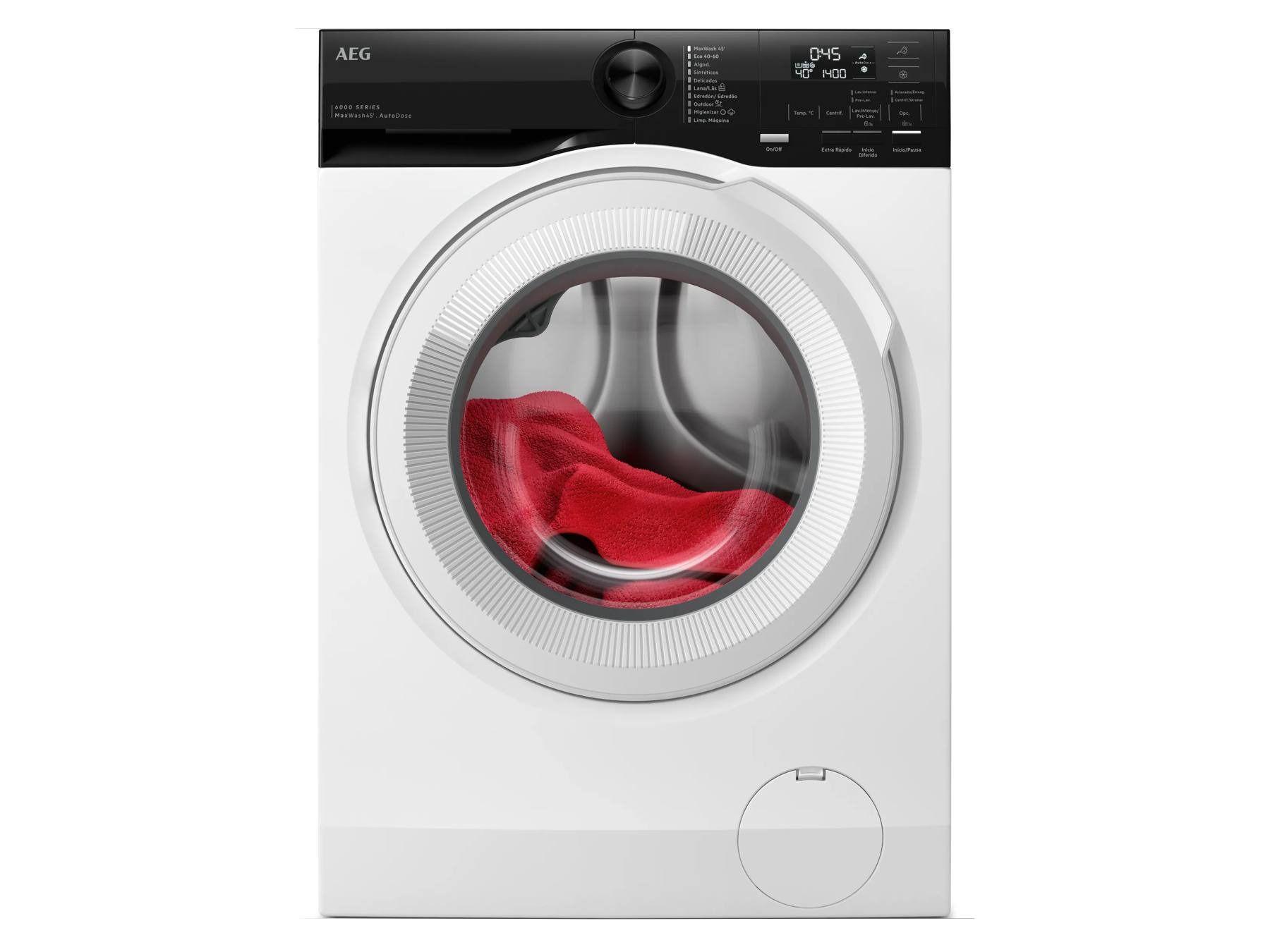 Máquina de Lavar Roupa Independente AEG LFE6G540O2M (1400 rpm - B - 52 l - Branco e Preto)