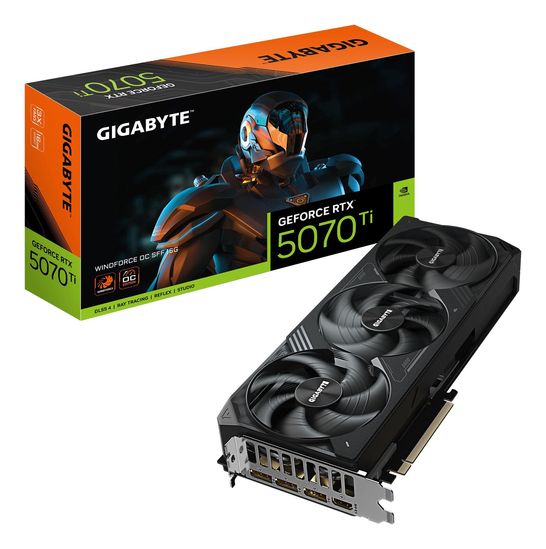 Placa Gráfica GIGABYTE GeForce RTX 5070 Ti WINDFORCE OC SFF 16G (GeForce RTX 5070 Ti - 30000 MHz - 16 GB - Preto)