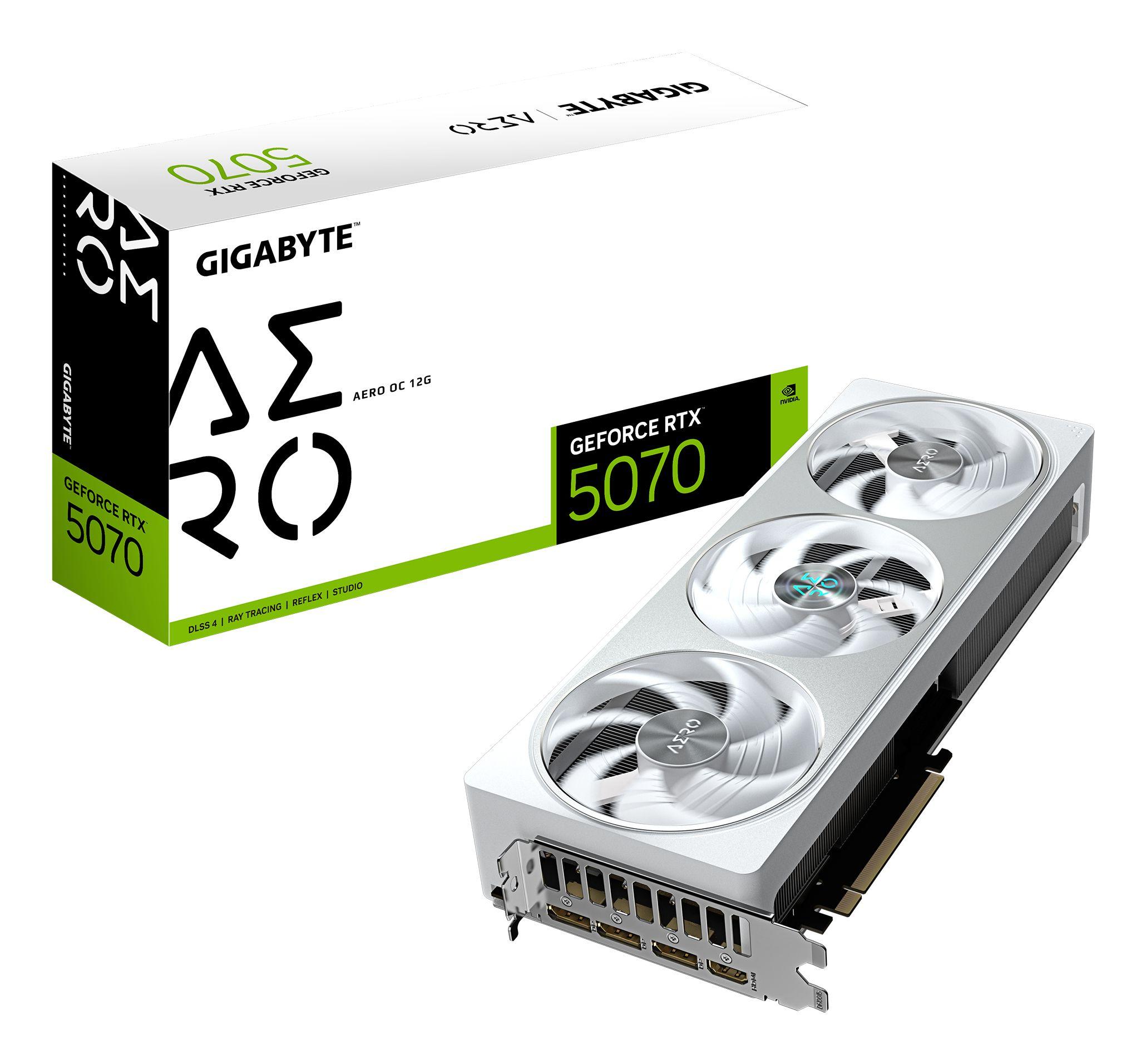 Placa Gráfica GIGABYTE GeForce RTX 5070 AERO OC 12G (GeForce RTX 5070 - 12 GB - 192 bit - Branco)