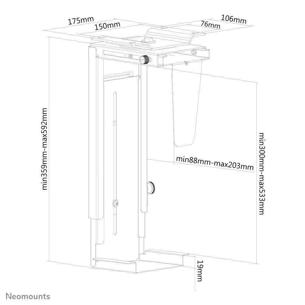 Suporte de Secretária para Caixa de Computador NEOMOUNTS NM-CPU100BLACK (Aço - Preto), miniatura 14