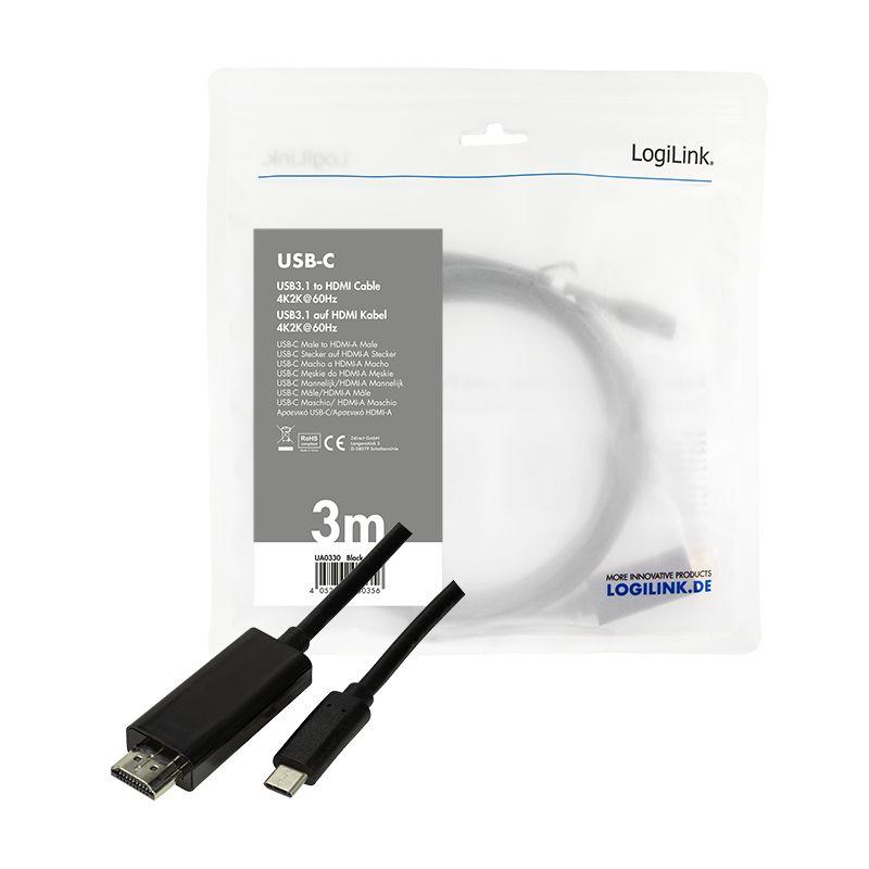 Cabo Adaptador USB-C para HDMI LOGILINK UA0330 (3 m - Macho - HDMI-A macho - Preto), miniatura 5