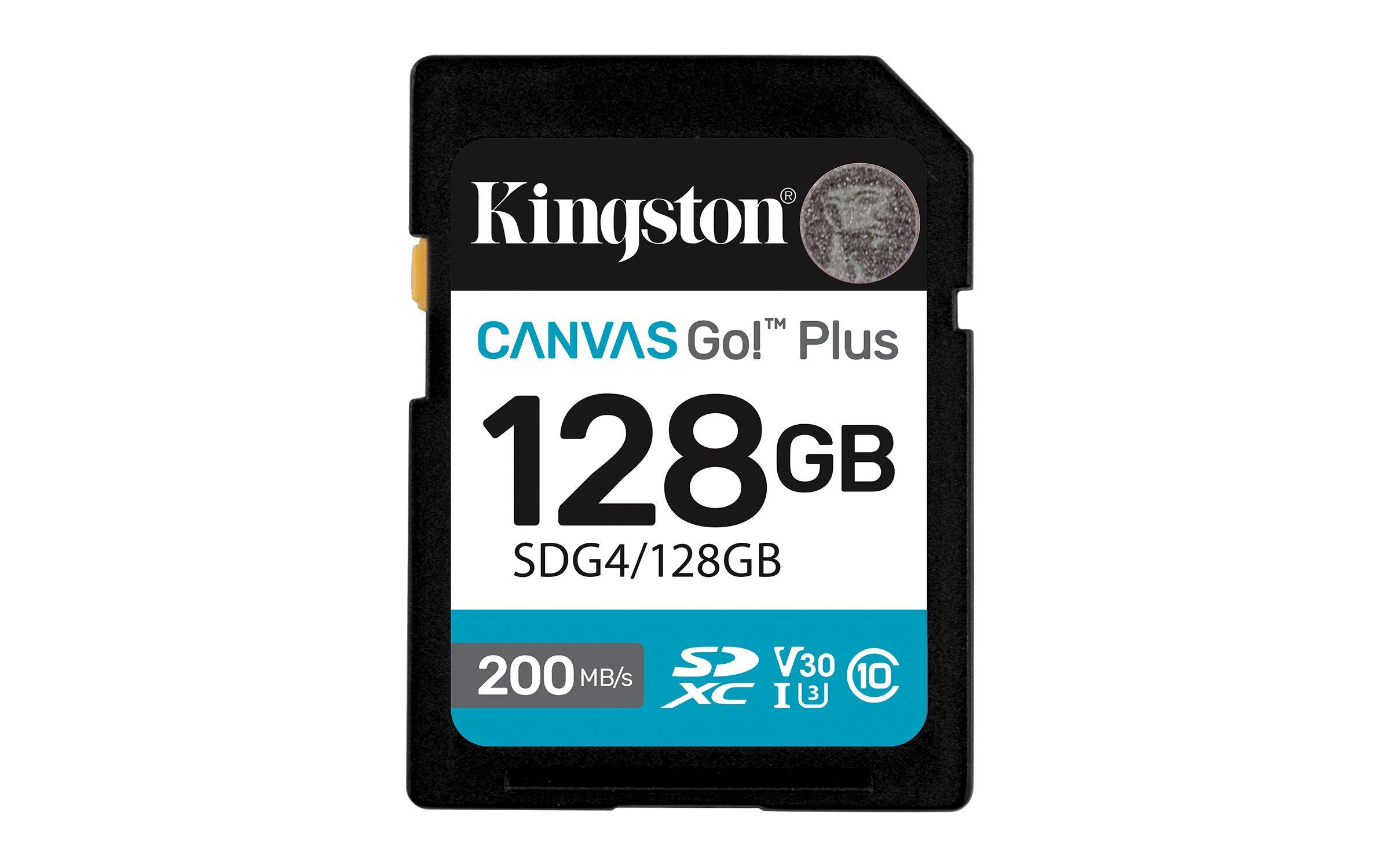 Cartão de Memória KINGSTON Canvas Go! Plus SDG4/128GB (128GB - Classe 10 - Até 200 MB/s - Preto)