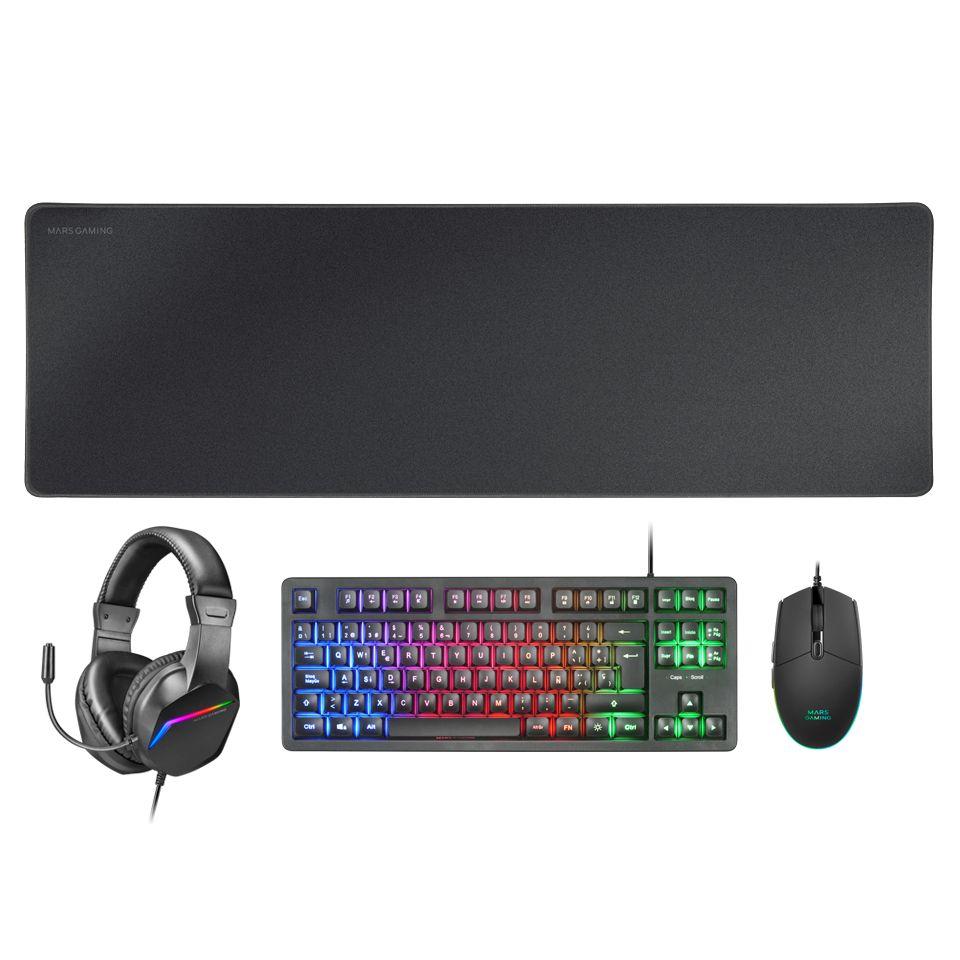 Conjunto Gaming MARS GAMING MCP-RGB3ES (Espanhol - Mars Gaming H-Mechanical Red - TKL - Preto)