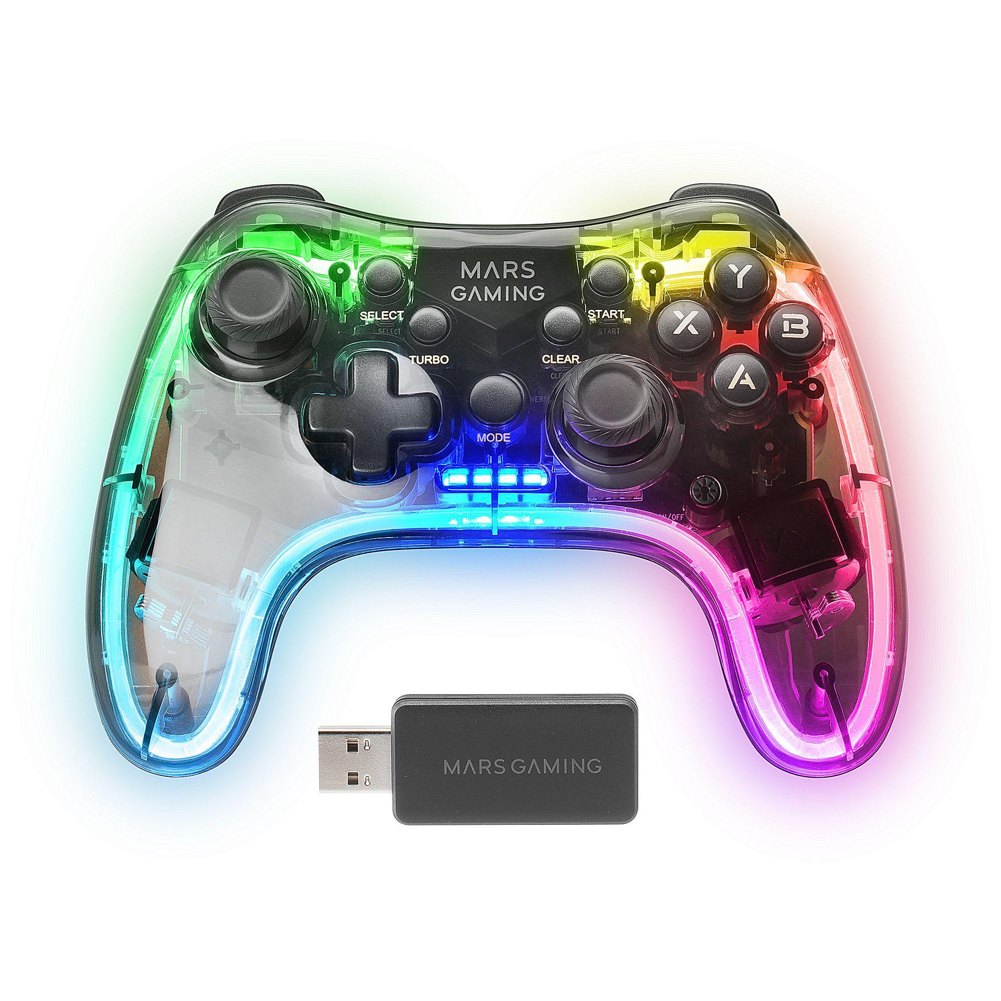 Comando MARS GAMING MGP24 (PlayStation/Xbox - USB Type-A para USB Type-C - Sem fios - Preto Transparente) — miniatura 5