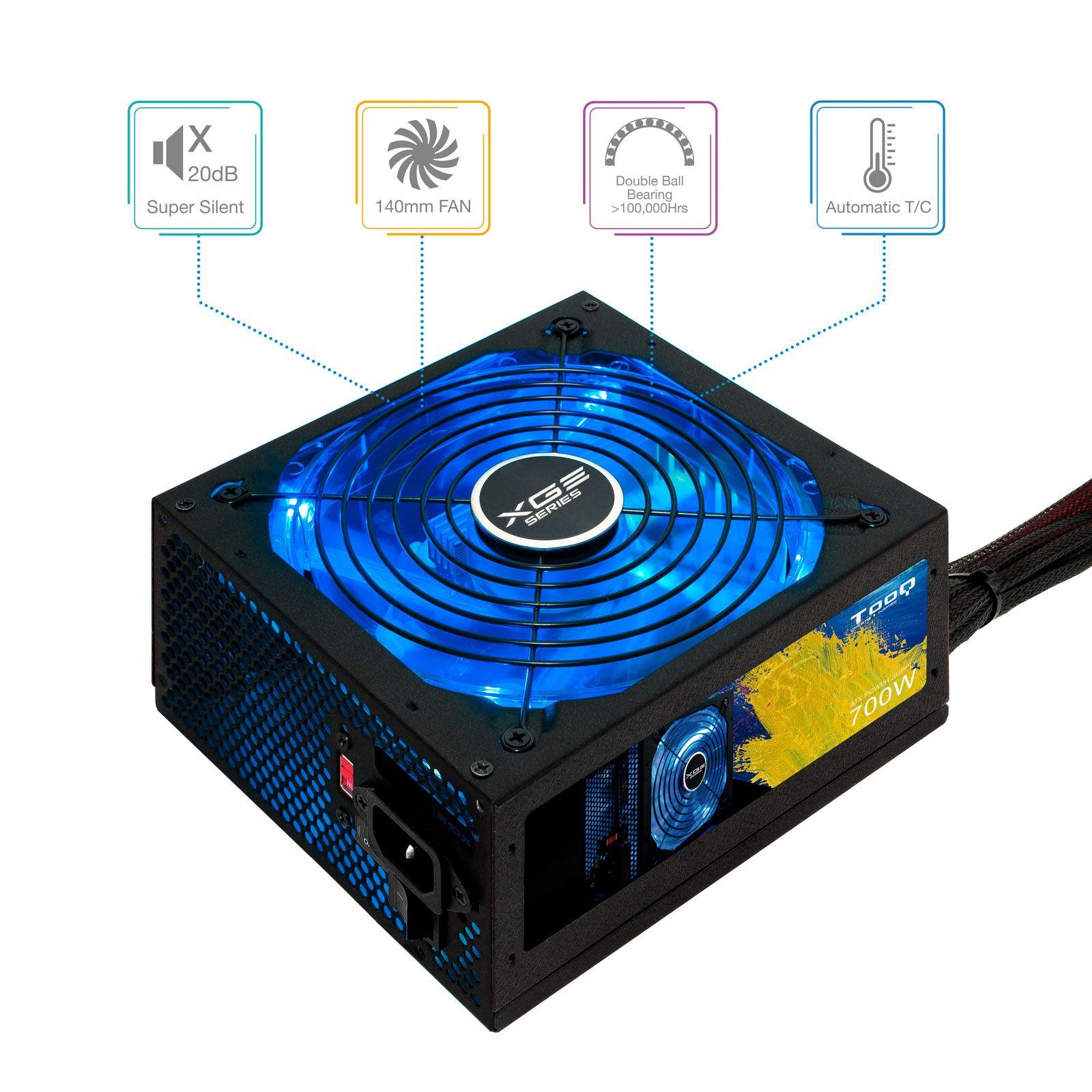 Fonte de Alimentação para Jogos TOOQ TQXGEII-700SAP (ATX - 700 W - 80 PLUS Bronze - Preto) — miniatura 2