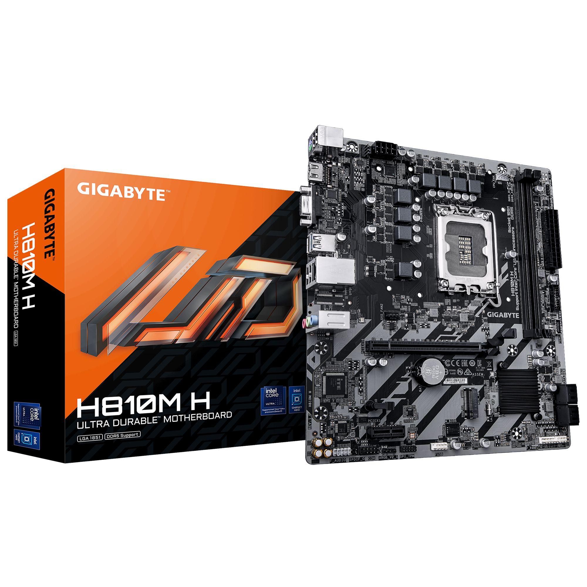 Motherboard GIGABYTE H810M H (LGA 1851 (Socket V1) - Intel Core Ultra - micro ATX - Castanho escuro)