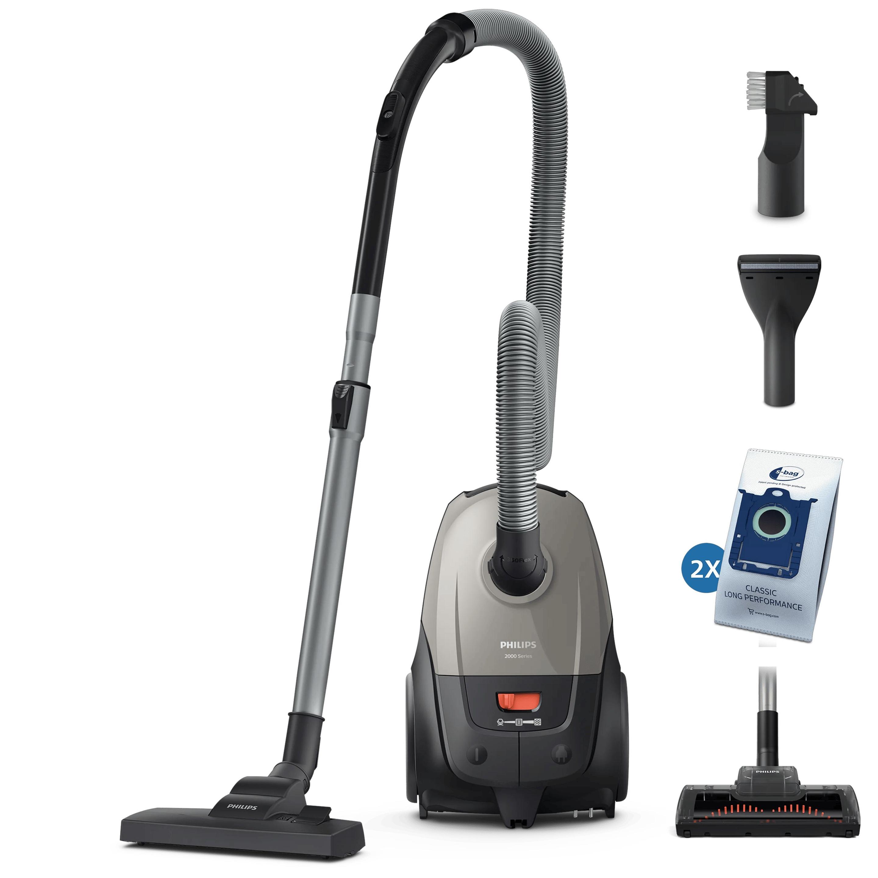 Aspirador com Saco PHILIPS 2000 Series XD2152/12 (Altura 24,1 cm - 3 l - Tapete, estofos, piso duro - Cinzento e Preto)