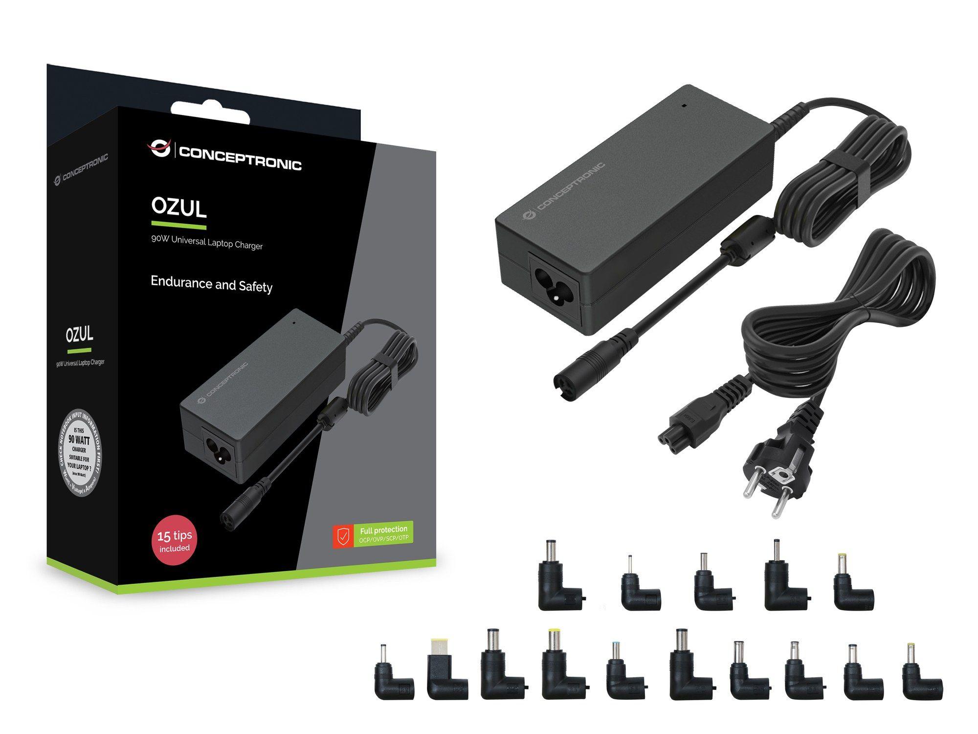 Carregador de Portátil Universal CONCEPTRONIC OZUL08B15 (90 W - 2 A - 6 A - Preto), miniatura 4