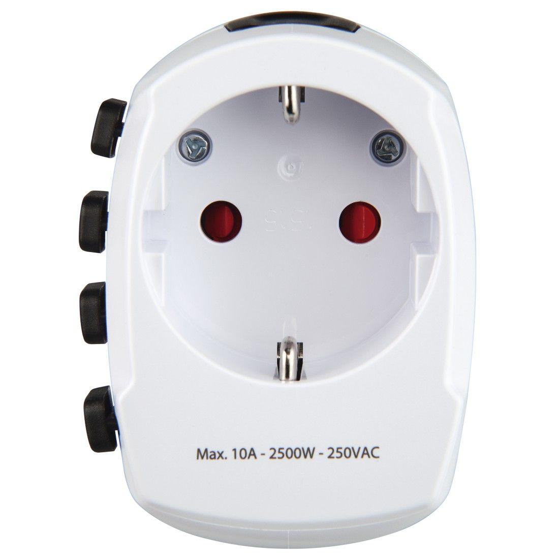 Adaptador Universal de Corrente de Viagem HAMA World Travel Pro (Branco) — miniatura 3