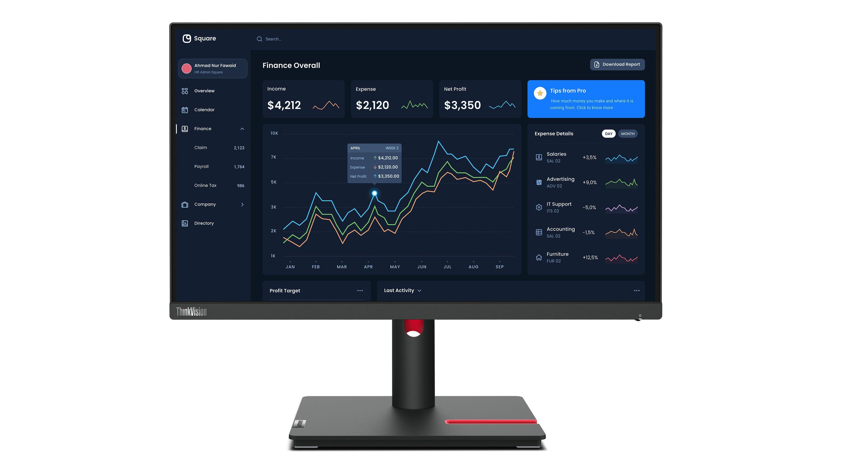 Monitor LENOVO ThinkVision T22i-30 (21,5" - IPS - 60 Hz - Preto)