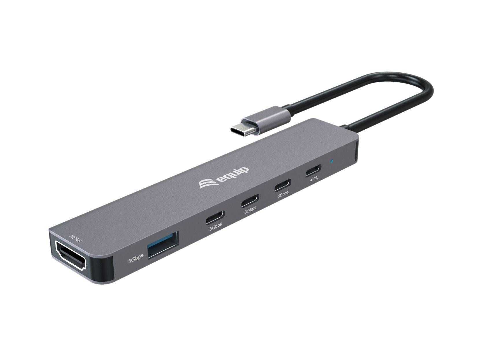 Base de Ligação USB-C EQUIP 133500 (0,25 m - USB 3.2 Gen 1 Type-C - Cinzento)