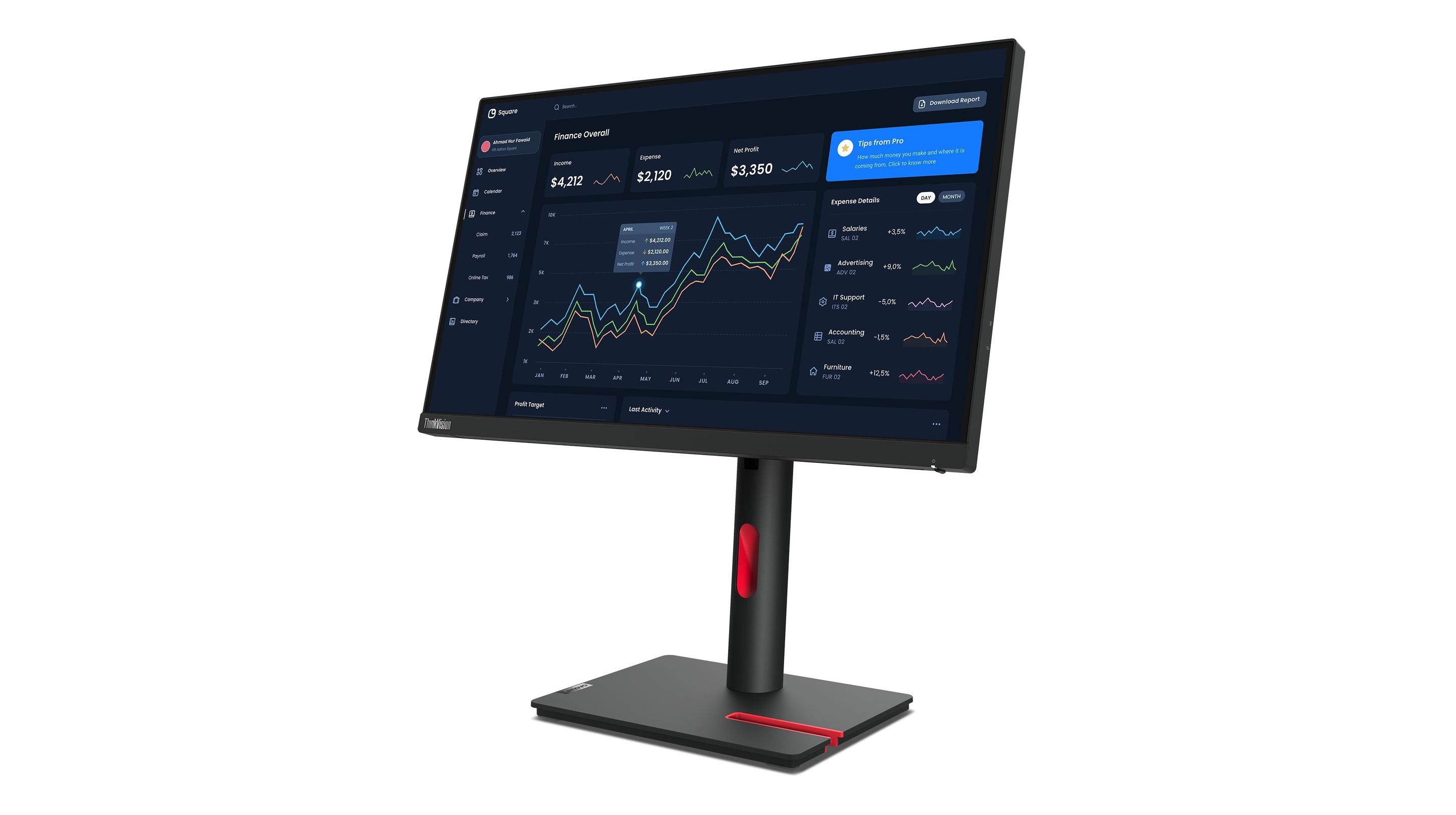 Monitor LENOVO ThinkVision T22i-30 (21,5" - IPS - 60 Hz - Preto), miniatura 6