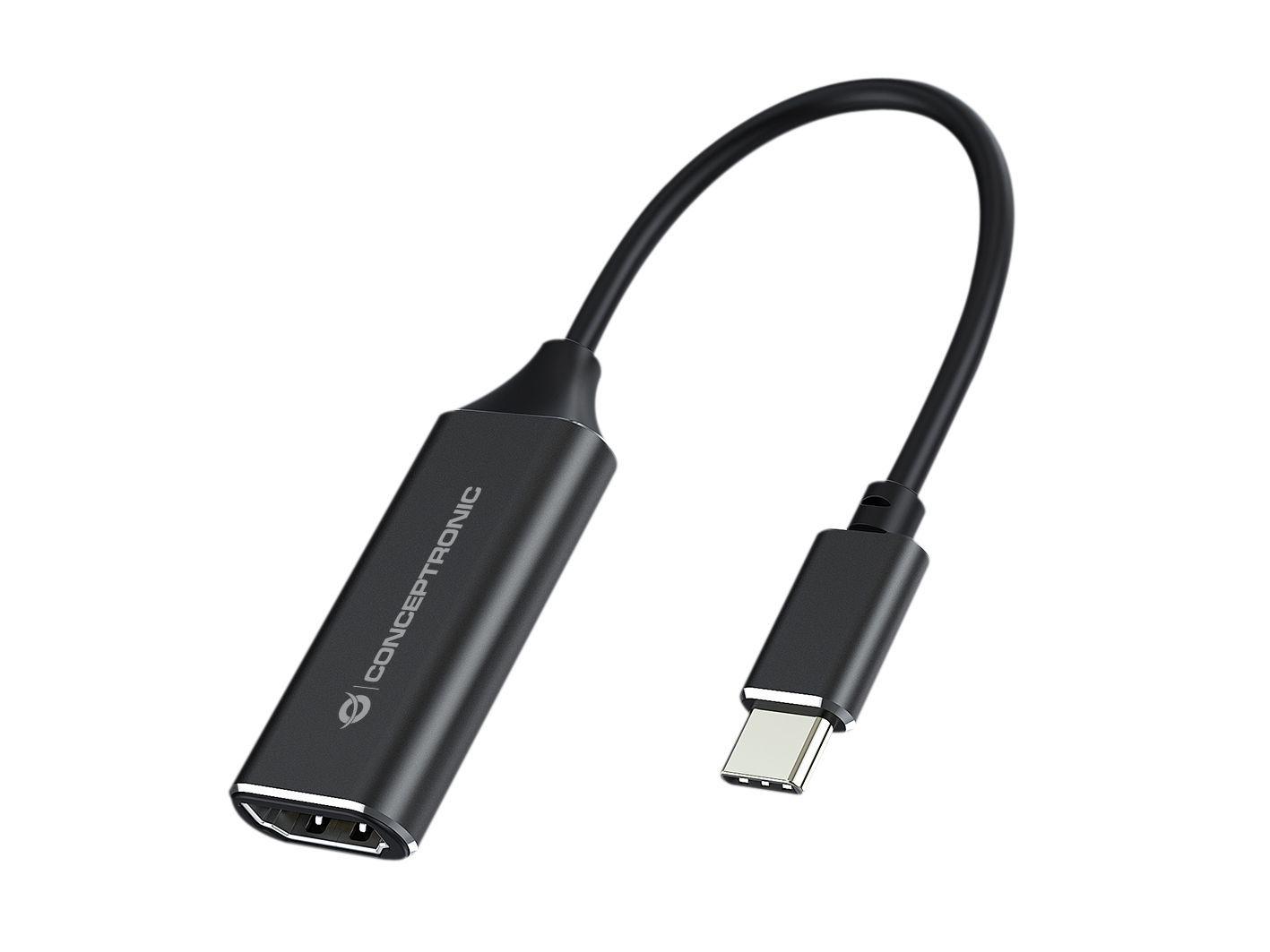 Adaptador USB-C para HDMI CONCEPTRONIC ABBY03B (15 cm - USB Type-C - HDMI Type A - Preto)