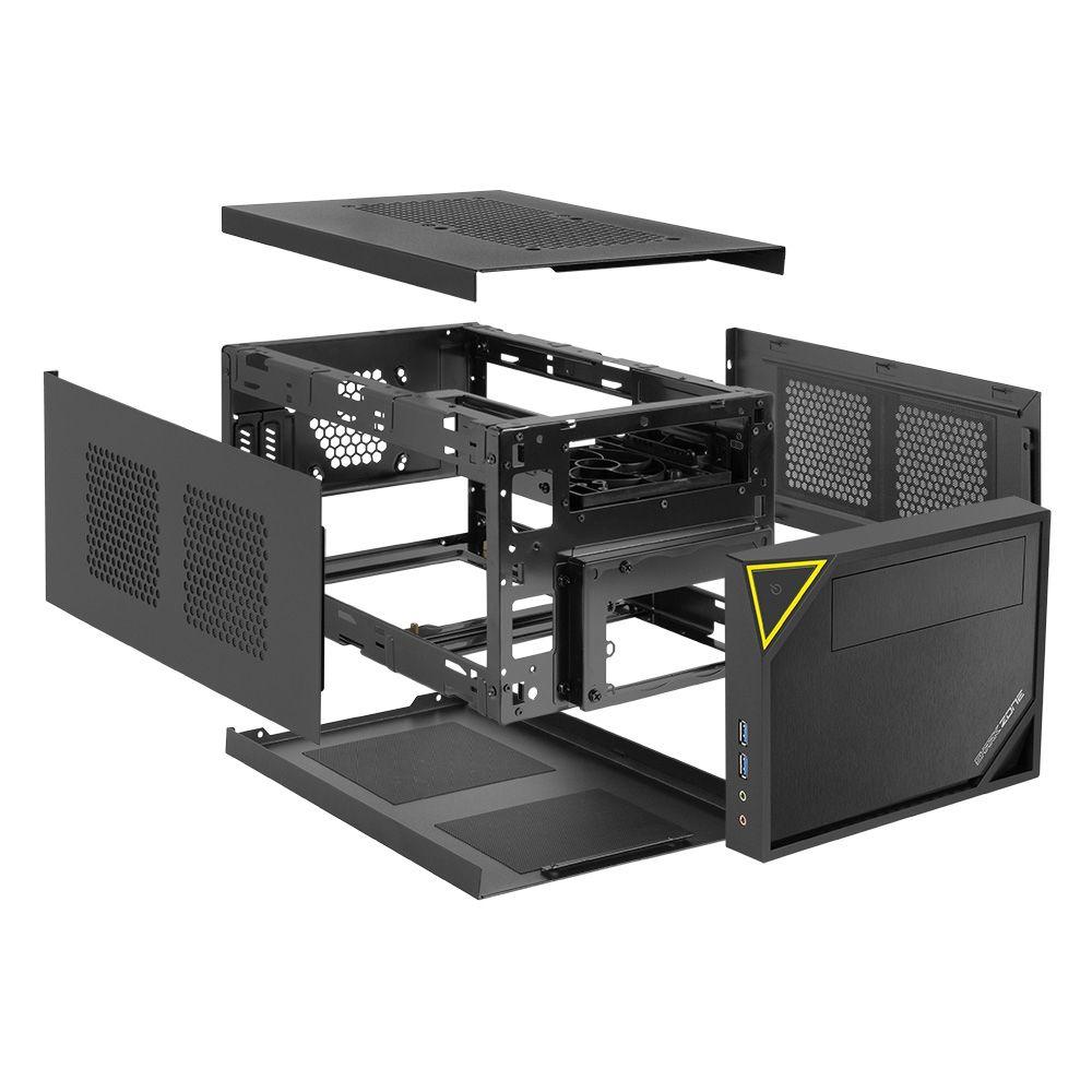 Caixa Mini-ITX SHARKOON Shark Zone C10 (Mini-ITX - Metal - 15,0 cm - Preto/Amarelo) — miniatura 5