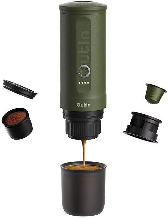 Máquina de Café Expresso Portátil OUTIN Nano (Café moído, cápsulas Nespresso - 20 bar - Verde), miniatura 2