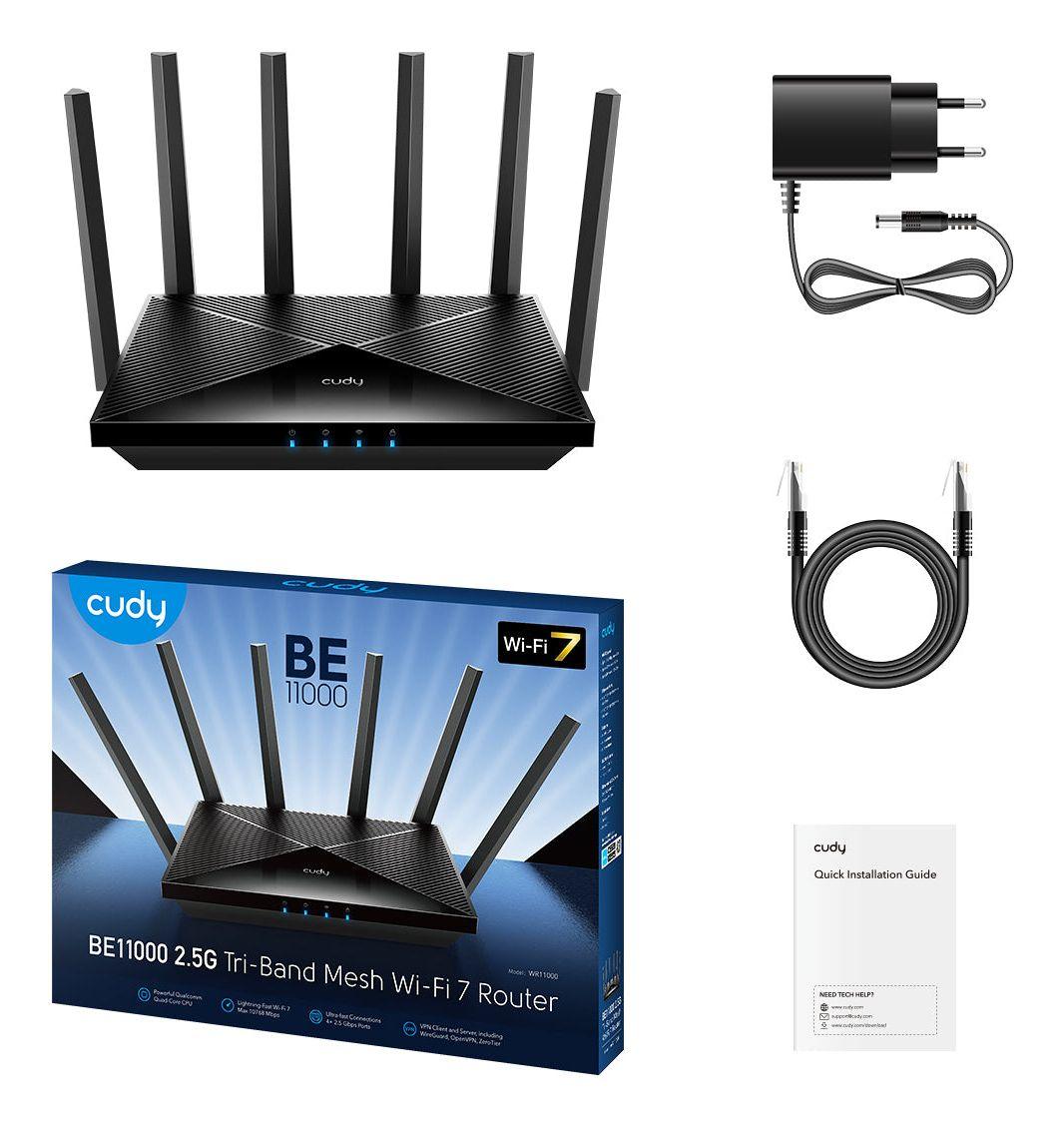 Router Mesh CUDY WR11000 (Wi-Fi 7 - 5765 Mbit/s - 2,5 Gigabit Ethernet - Preto), miniatura 3