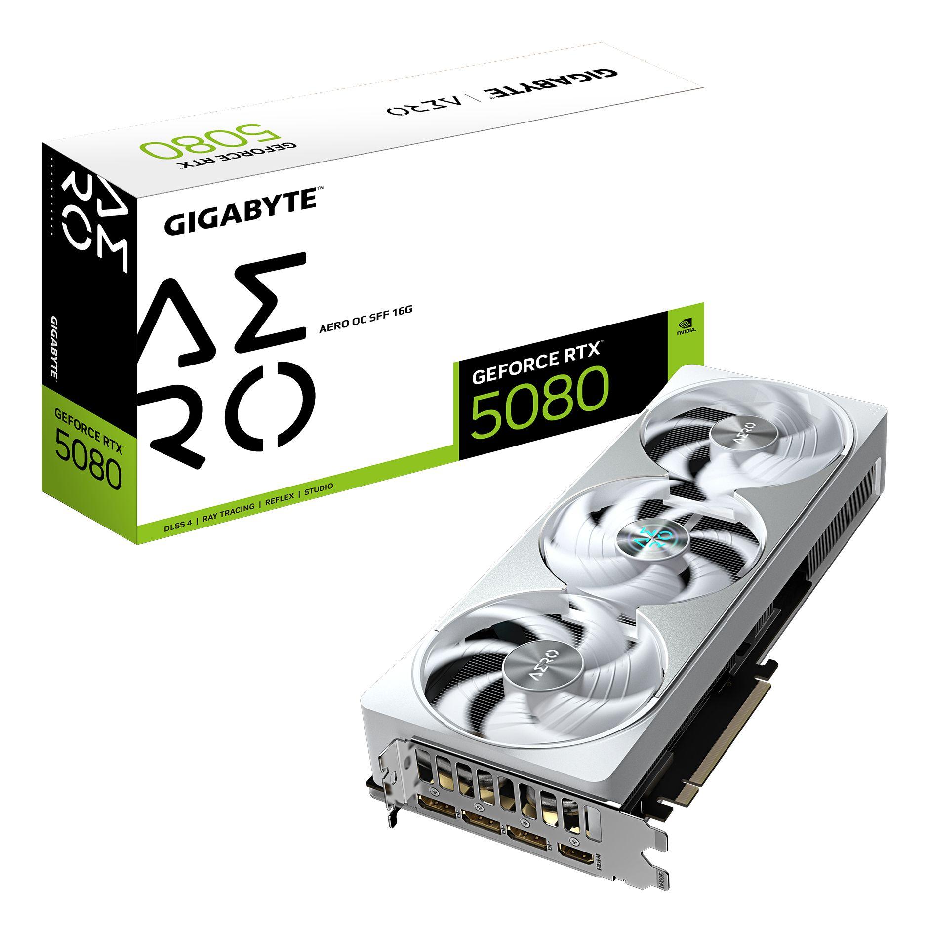 Placa Gráfica GIGABYTE GeForce RTX 5080 AERO OC SFF 16G (GeForce RTX 5080 - 28000 MHz - 16 GB - Branco)
