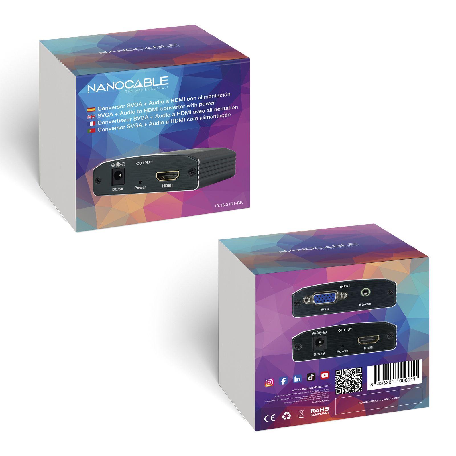 Conversor SVGA e Áudio para HDMI NANOCABLE 10.16.2101-BK (SVGA - HDMI Type A fêmea - Preto) — miniatura 2