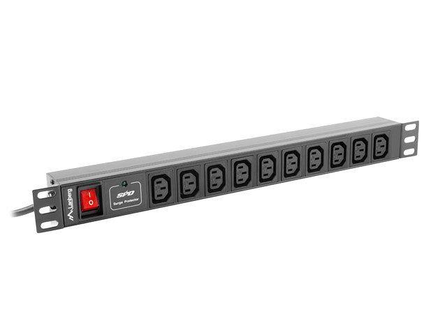 Unidade de Distribuição de Energia para Rack LANBERG PDU-10I-0200-IEC-BK (IEC C13 - Preto)