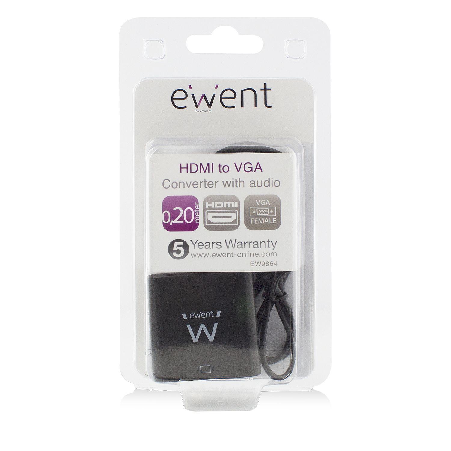 Adaptador HDMI para VGA EWENT EW9864 (0,2 m - VGA, 3,5 mm - Preto), miniatura 5